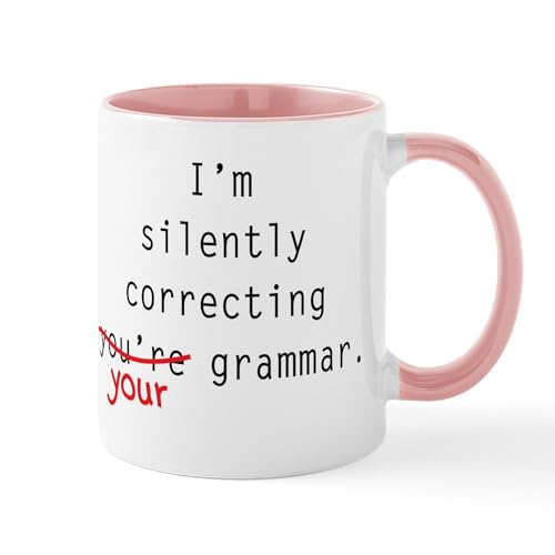 White/Pink Inside - I'M Silently Correcting Your Grammar Large Mug