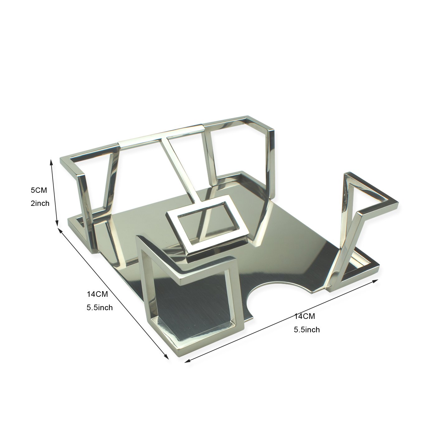 Stainless Steel Mirror Polish Modern Art Cocktail Napkin Holder - Patent Pending Design for Beverage & Crystal Ware - Perfect for Christmas, Thanksgiving Gifts & Party Table Decor (Model: mr115)