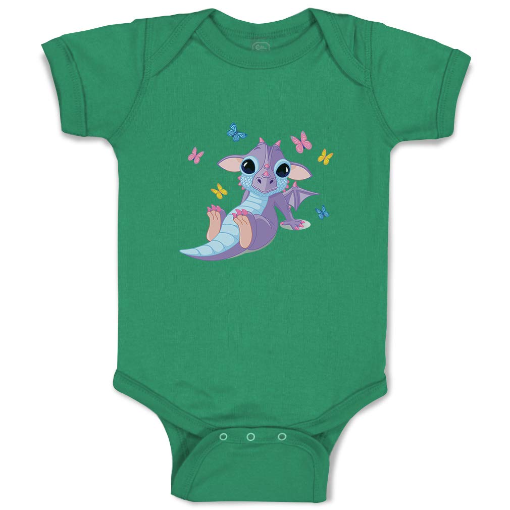 Custom Baby Bodysuit - Adorable Dragon & Butterflies Design, Striped Cotton Onesie for Newborns & Infants | Perfect for Photoshoots, Birthday Gifts & Everyday Wear