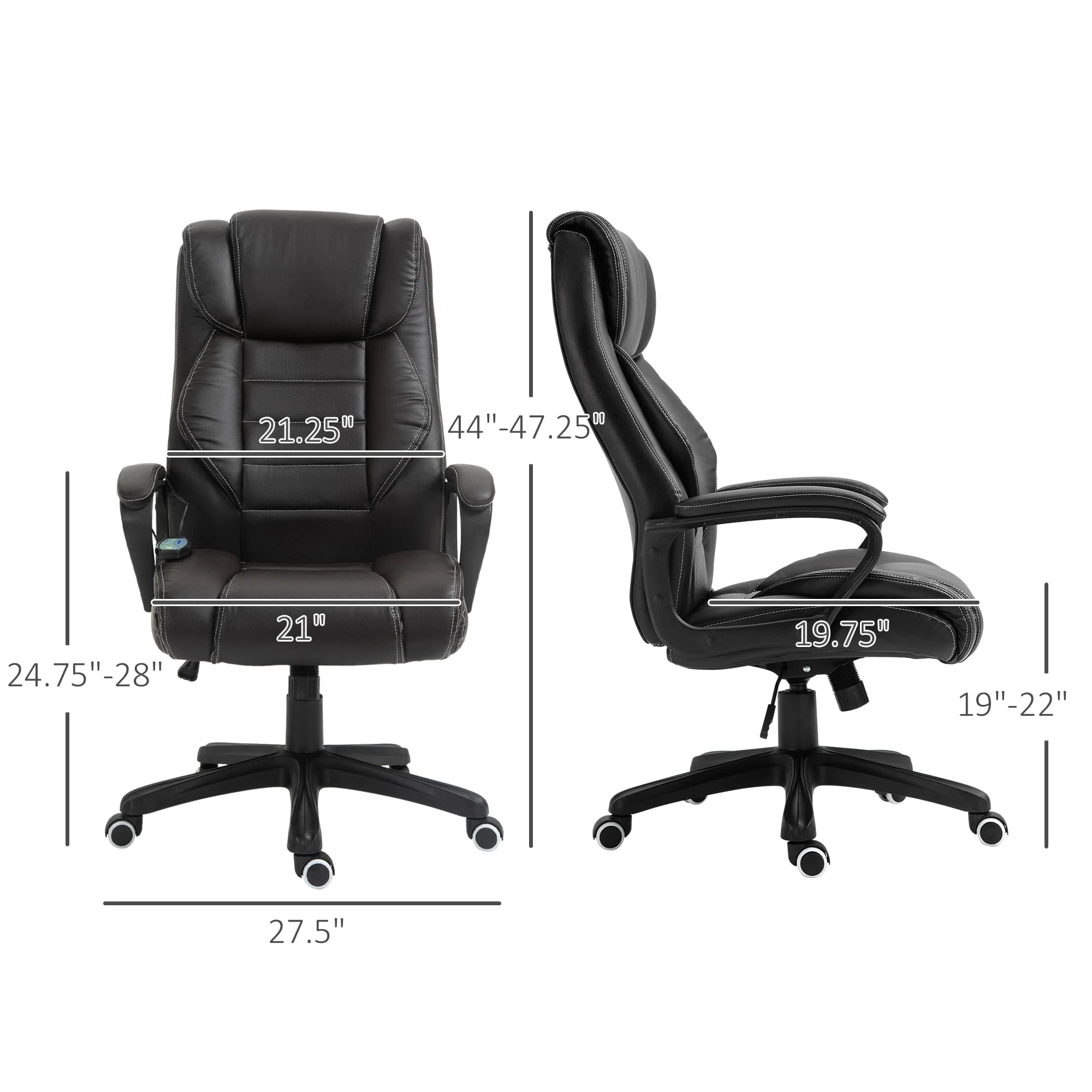 Premium High Back Executive Office Chair - Faux Leather Massage Chair with 6-Point Vibration & 360° Swivel - Black/Gray Options - Perfect for Home Office & Workspace Comfort