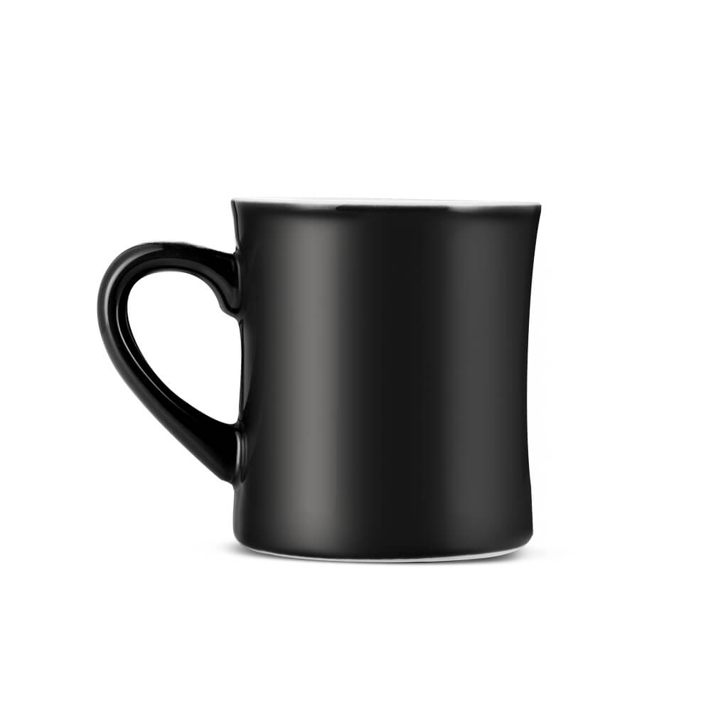 Premium Black Porcelain Diner Mug (10oz/305ml) - Classic Espresso Coffee Cup for Home, Office & Restaurants - Durable Ceramic Coffee Mug for Latte, Cappuccino & Hot Beverages