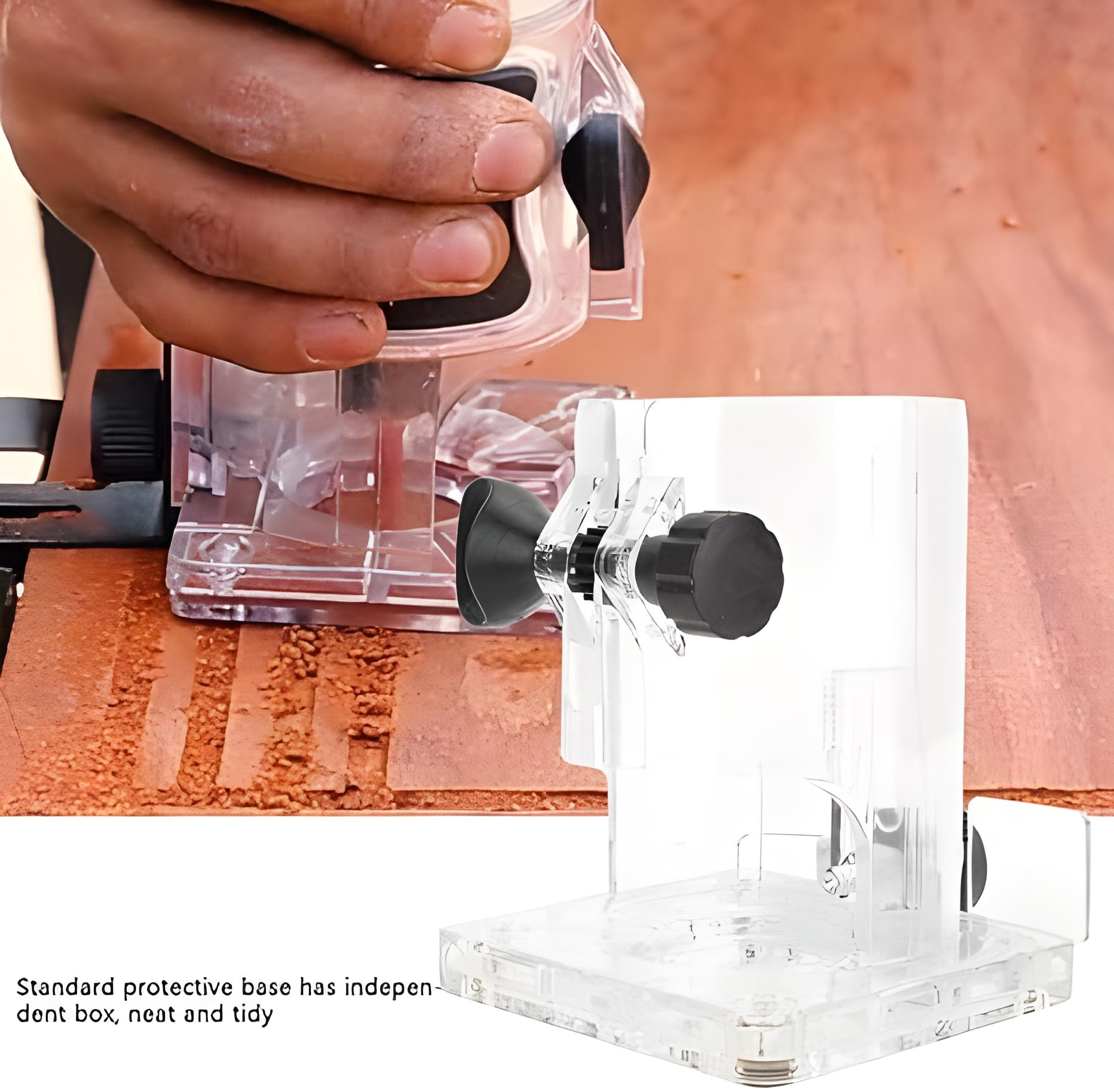 SVH Router Trimmer with Transparent Plastic Base - Durable Protective Assembly for Woodworking & DIY Projects - Perfect for Precision Cutting, Carving, and Edge Trimming