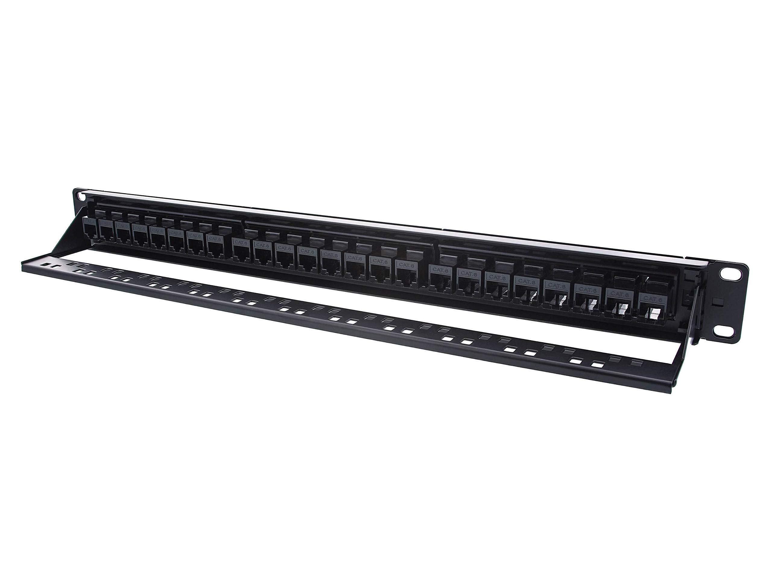 24 Port Cat6 Feed Through Distribution Panel - High-Speed Network Patch Panel for Server Racks & Data Centers - Ideal for Office Wiring, Home Networking, and IT Infrastructure Setup
