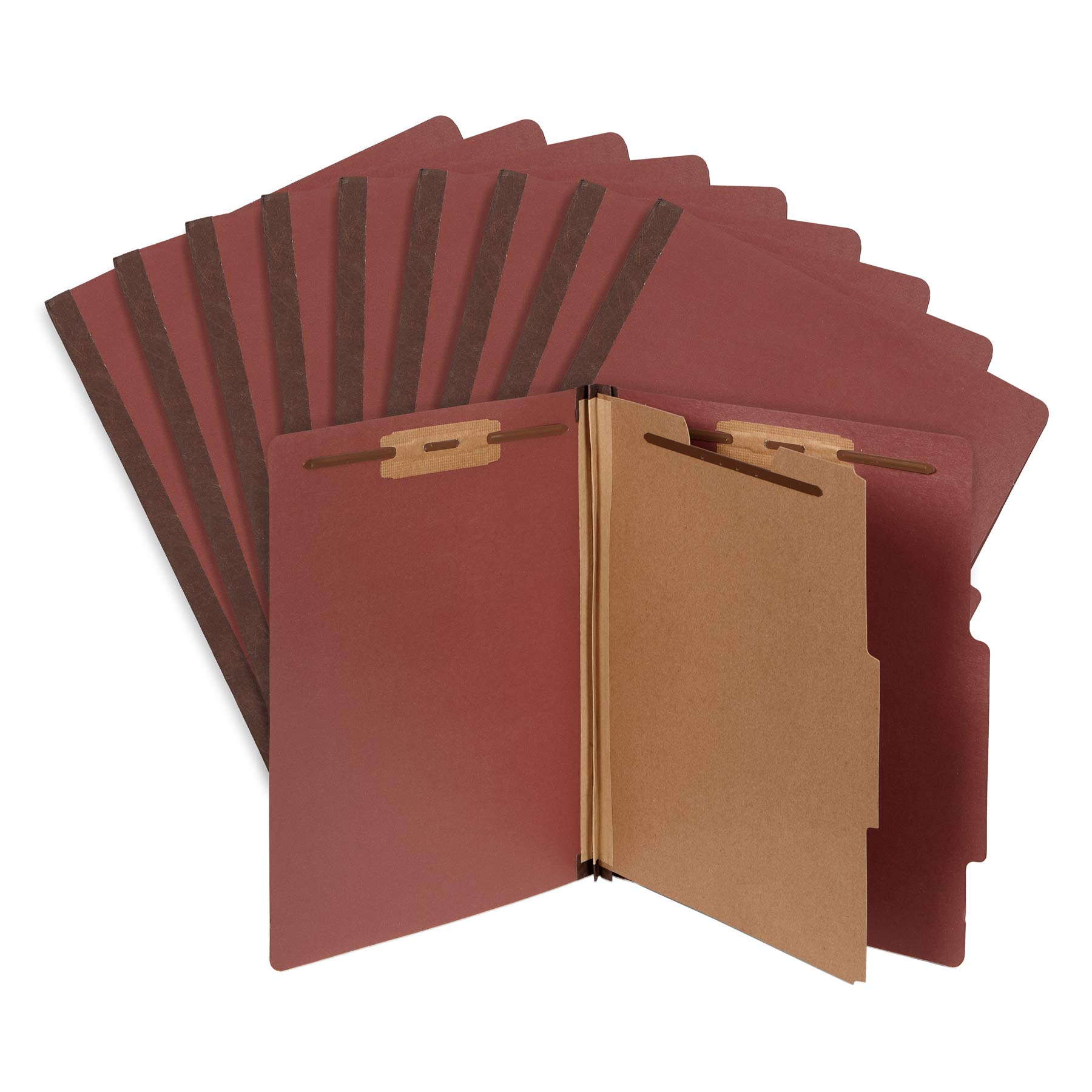 10 Pack Red Brick Letter Size Classification Folders - 1 Divider, 2 Inch Tyvek Expansion, 2 Prongs - Durable File Organizer for Medical Records & Office Documents | Perfect for Filing Cabinets, Home Office & School Organization