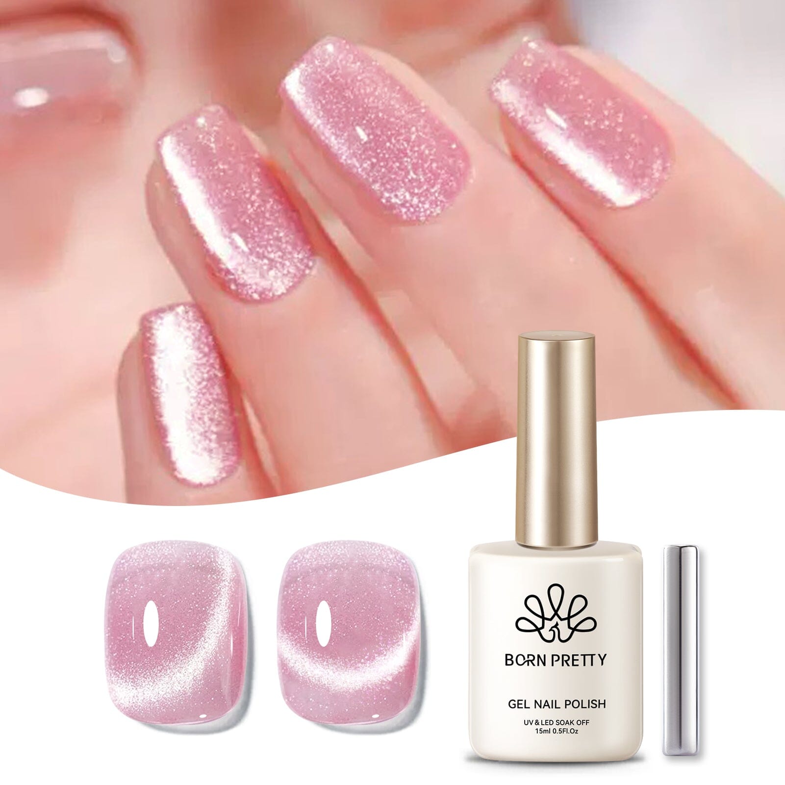 Jelly Pink Cat Magnetic Gel Nail Polish 15ml - Long Lasting UV LED Soak Off Manicure for Nail Art & Salon Use