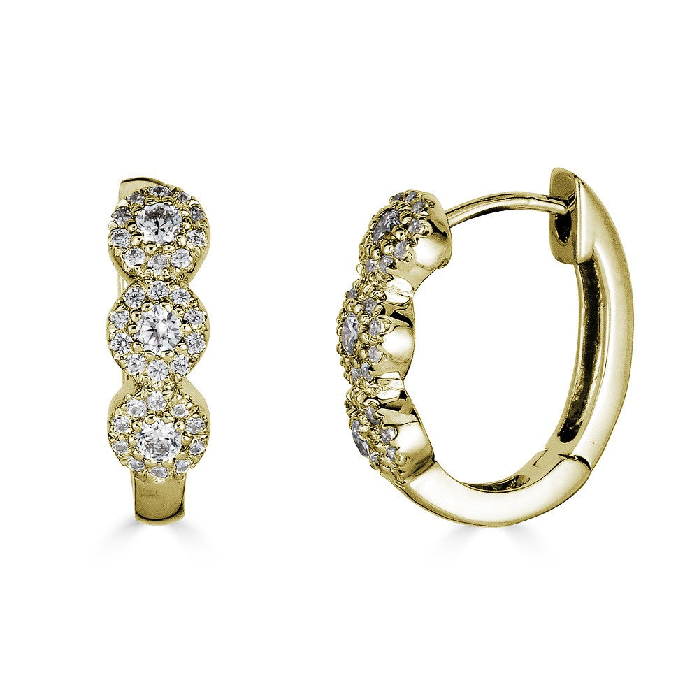 14K Gold Huggie Hoop Halo Earrings with 0.40 Carat Diamond - Perfect for Everyday Wear, Date Night & Special Occasions