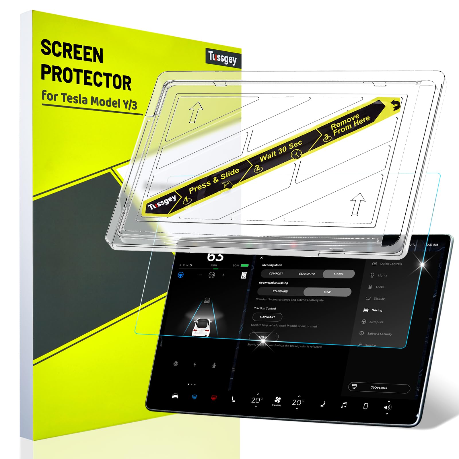 Premium Matte Tesla Screen Protector - Anti-Glare & Fingerprint for Model Y/3 | Driving Comfort