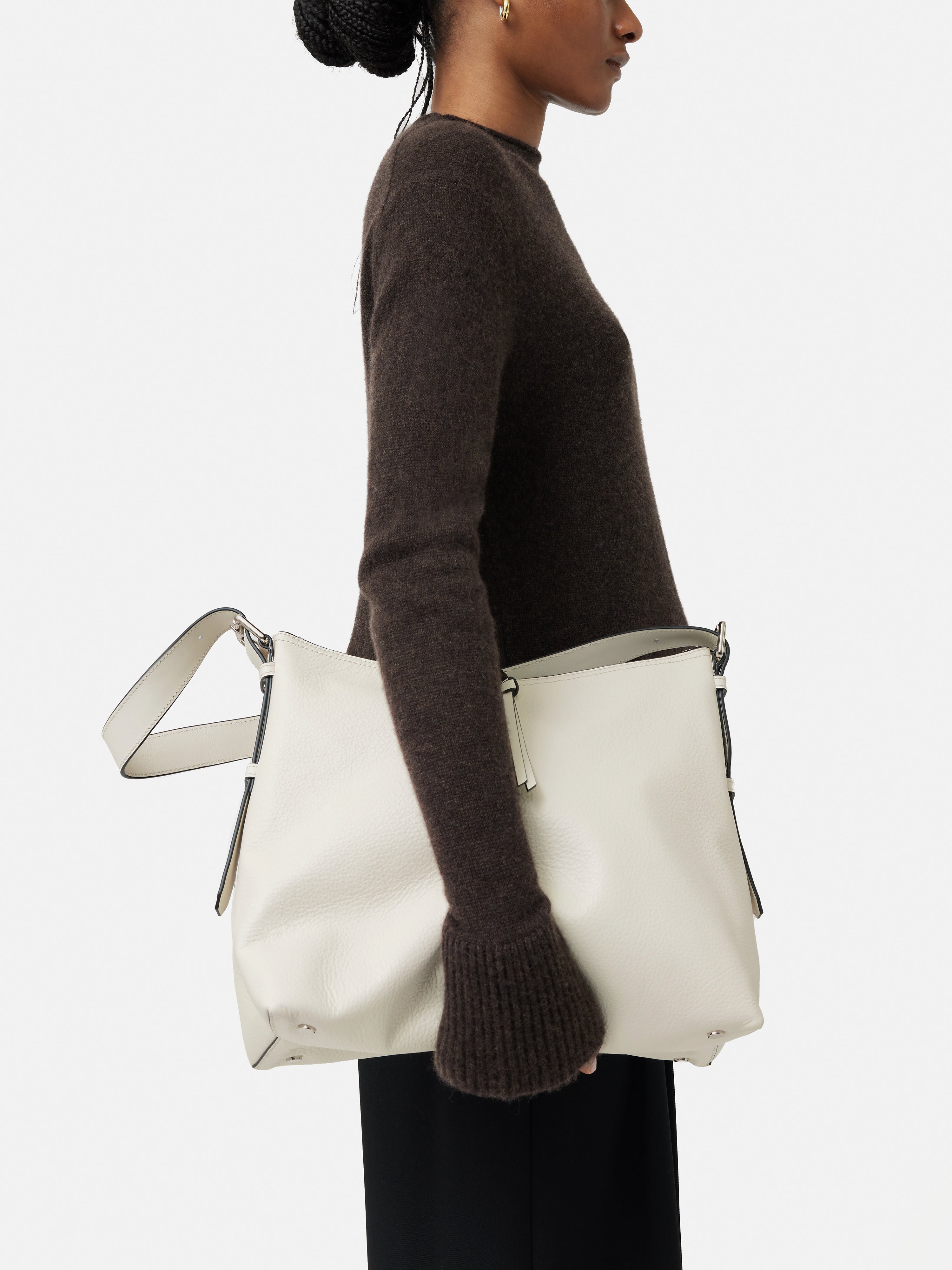 Stylish Large Trafalgar Shoulder Bag for Women - Premium White Leather Crossbody Purse - Perfect for Work, Travel & Everyday Use