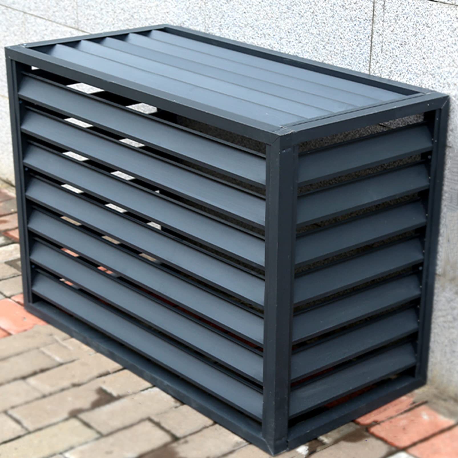 Outdoor Privacy Fence AC Cover Enclosure - Durable Aluminum Alloy Louvered Panel Screen Divider for Pool Pump Barrier & Patio Furniture Protection | Perfect for Garden Decoration, Backyard Privacy & HVAC Unit Concealment