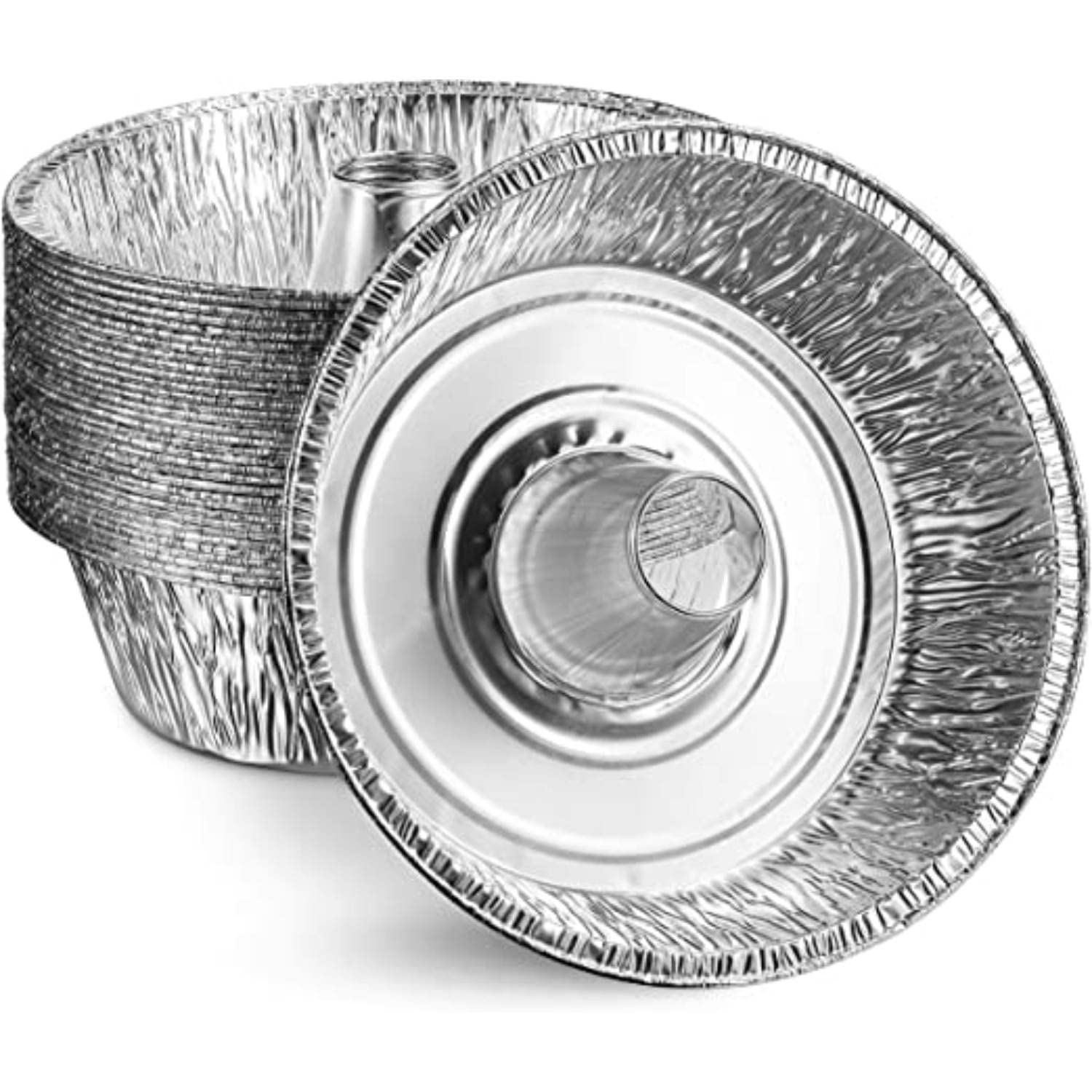 Disposable Aluminum 10-Inch Angel Tube Foil Pans - Pack of 15 | Perfect for Baking Cakes, Cupcakes & Desserts | Heavy-Duty & Leak-Proof for Easy Cleanup