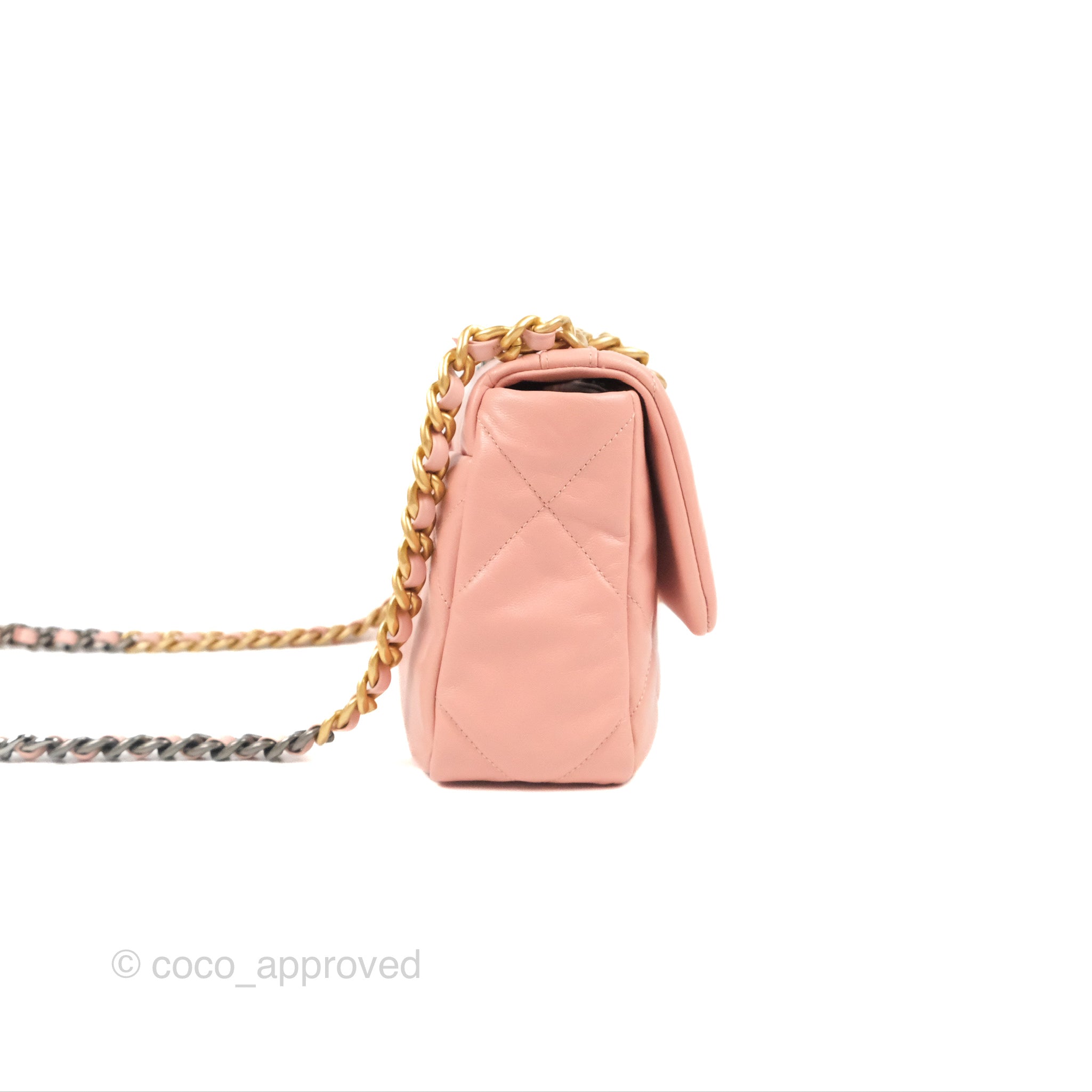 Chanel 19 Small Handbag in Blush Pink Goatskin Leather with Mixed Hardware - Perfect for Everyday Luxury & Special Occasions