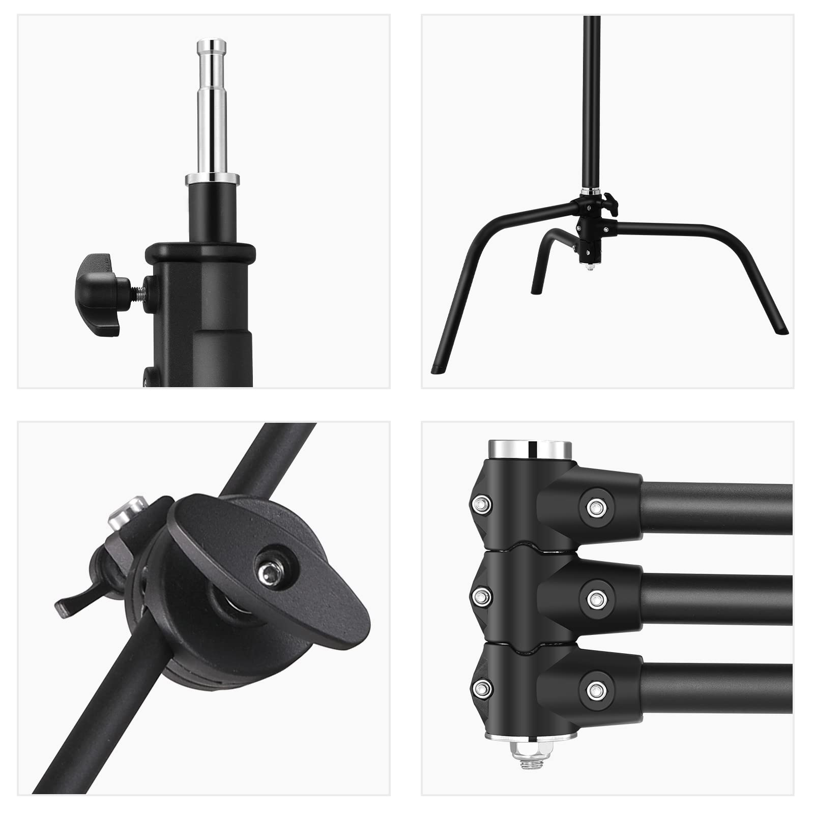 **Soonpho 2 Pack Heavy-Duty Steel C-Stand with 3.5' Extension Arm & Turtle Base – Professional Photography Light Stand for Studio, Softbox, Reflector – Max Height 10' (305cm) – Black – Perfect for Photo Shoots, Video Lighting, and Studio Equipment**