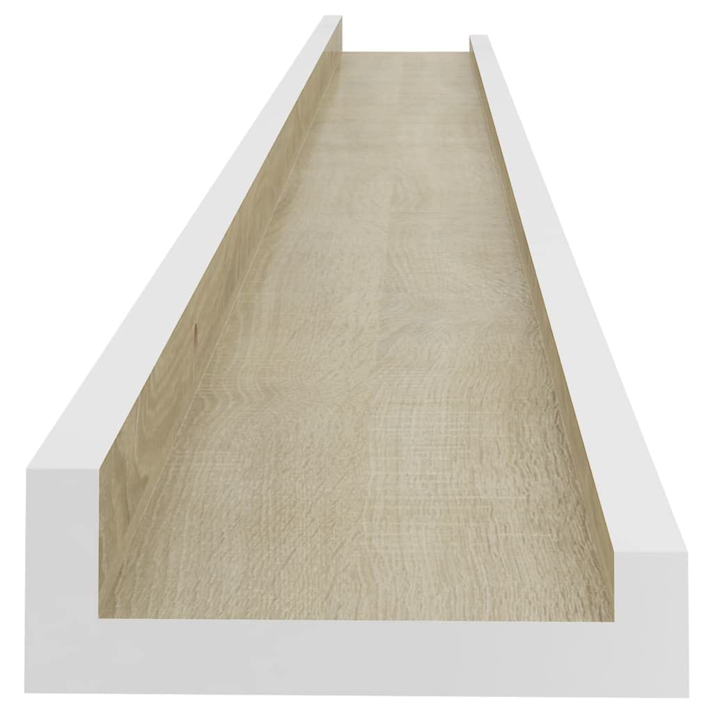 2 Pack White & Sonoma Oak Floating Wall Shelves - 39.4