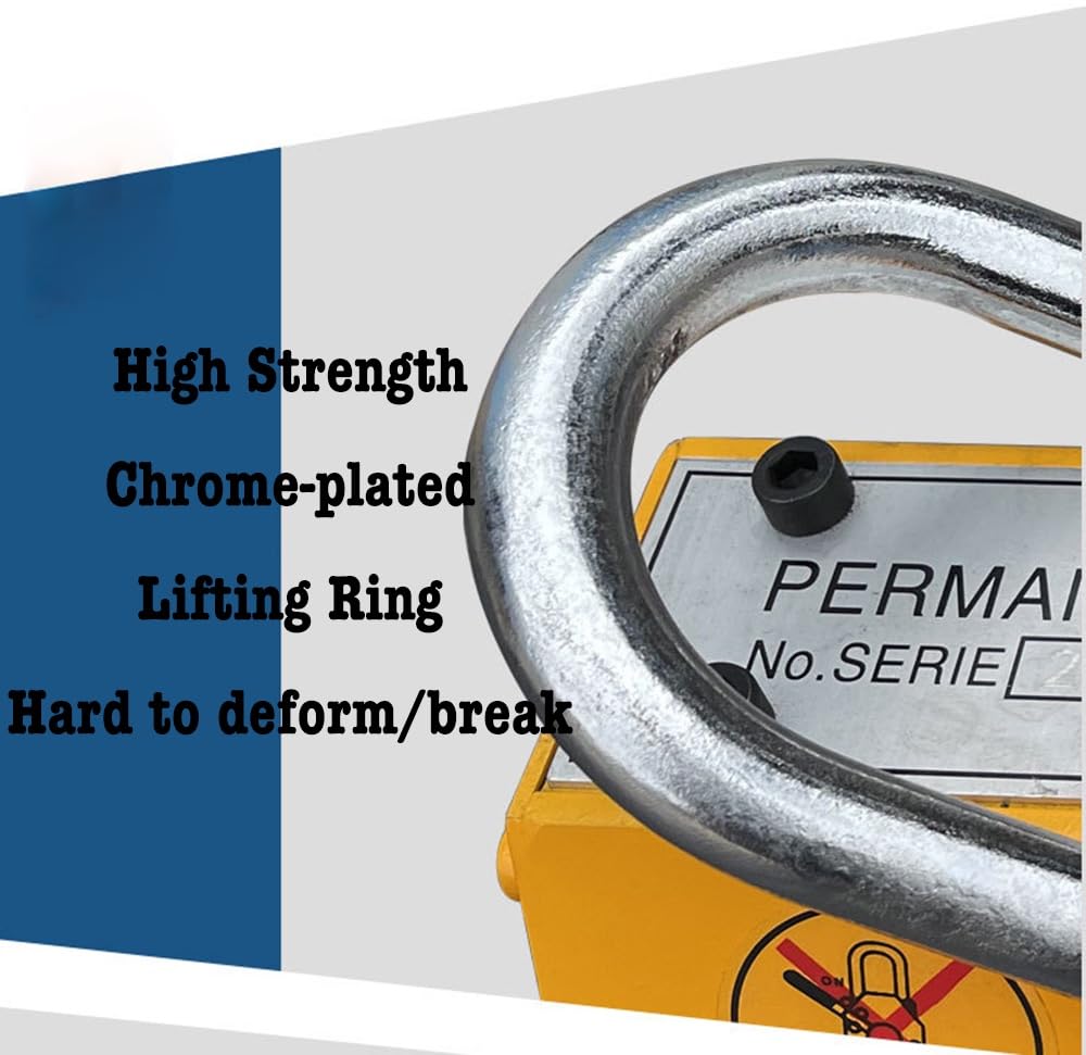 Heavy Duty Magnetic Lifter with Release - 1320 lbs/600kgf Pulling Capacity, 2.5 Safety Factor - Permanent Lifting Magnet for Steel Plates, Blocks & Boards - Ideal for Hoist, Shop Crane & Industrial Lifting Operations