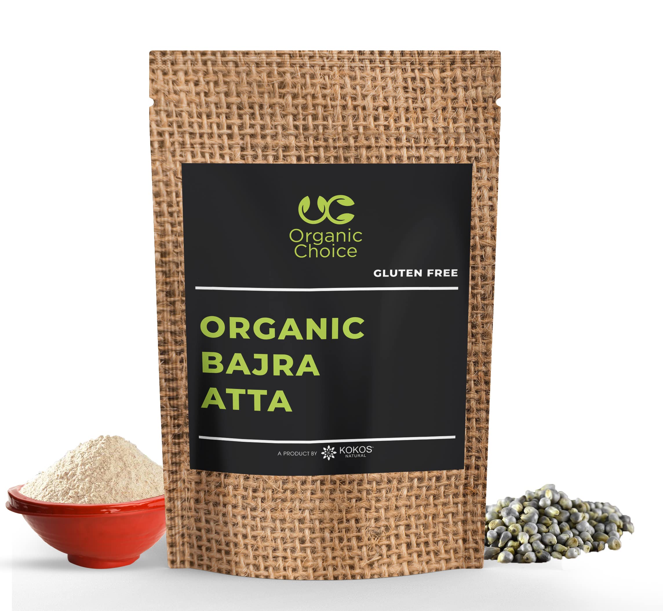 Organic Kokos Ayur Bajra Atta (Pearl Millet Flour) 1kg - USDA Certified, Gluten-Free, Rich in Fiber - Perfect for Roti, Dosa & Healthy Baking