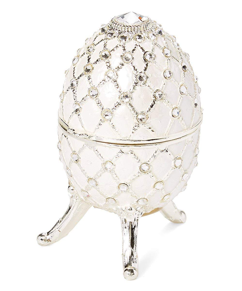 Elegant White Pearl Egg-Shaped Music Jewelry Box with Swarovski Crystals - Plays 'A Time for Us' Melody | Perfect Gift for Valentine's Day, Birthday & Anniversary