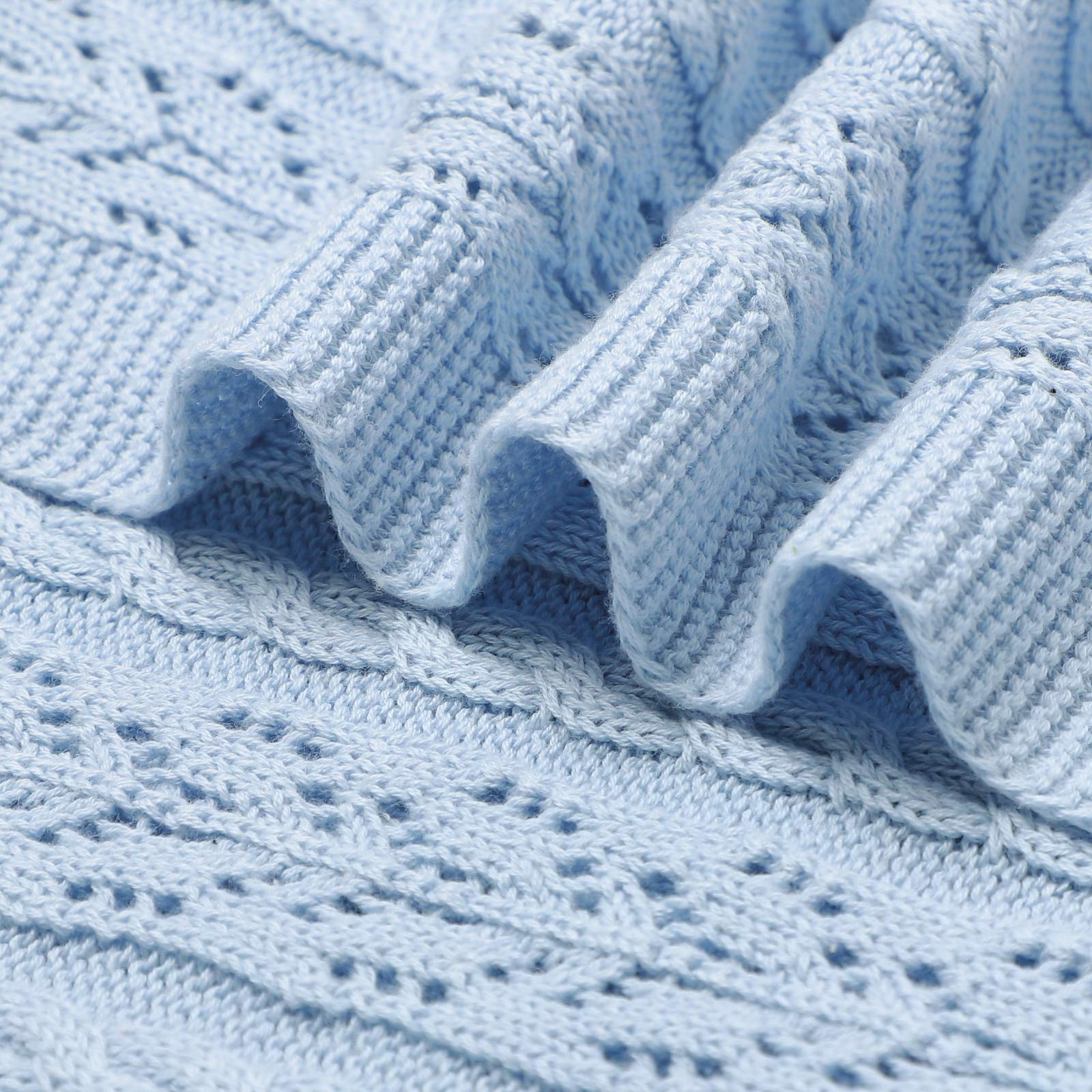 LAWKUL Soft Cotton Knitted Baby Blanket - 40x30 Inch Gender Neutral Crib Blanket for Boys & Girls | Cozy Toddler Security Blanket & Infant Swaddle | Perfect for Nursery, Stroller & Travel