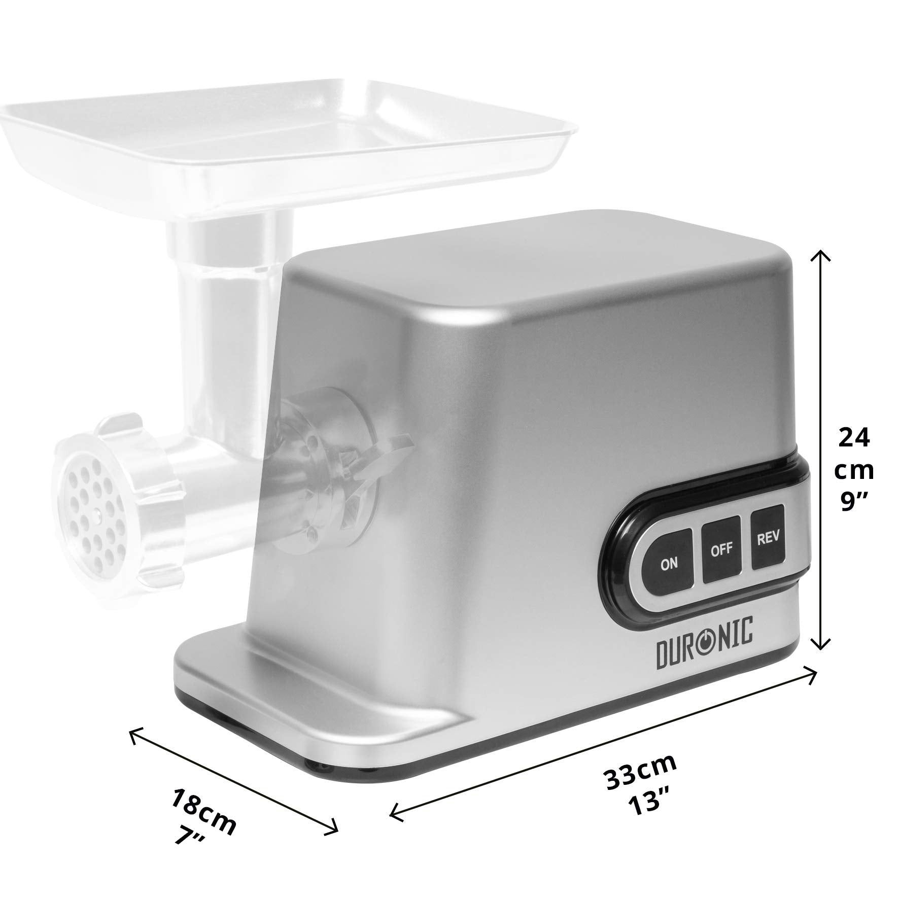 Duronic MG301 Electric Meat Grinder - 3 Stainless Steel Plates for Mincing Meat, Fish, Vegetables | Sausage & Kibbeh Maker | Perfect for Home Cooking, BBQ, Kebabs & Meal Prep