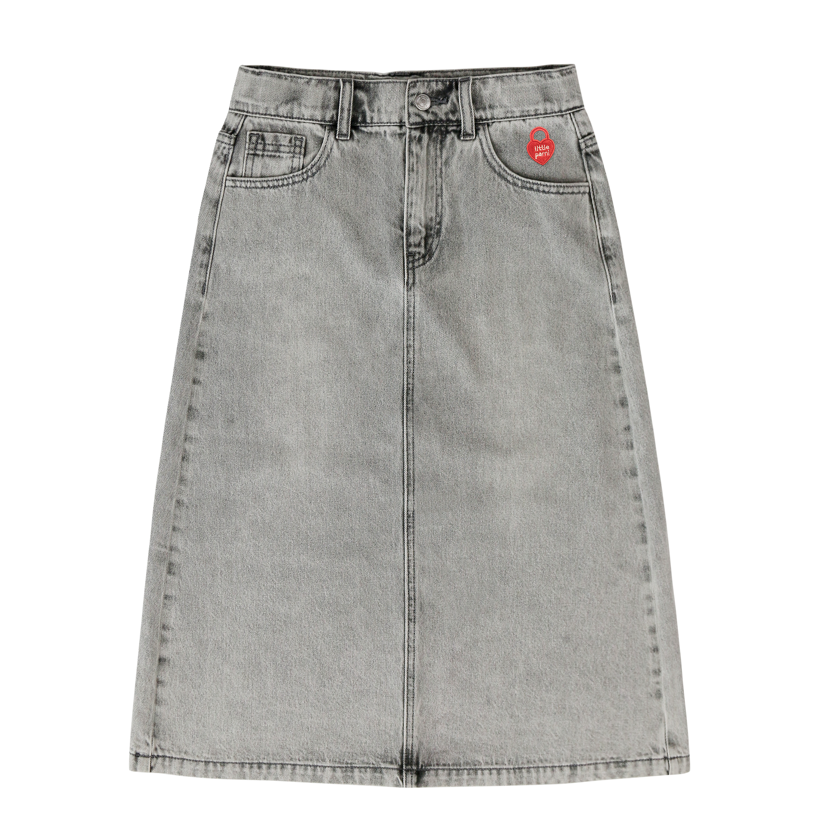 Little Parni Women's Grey Denim Long Skirt - High Waist A-Line Midi Skirt for Casual Outfits & Boho Style | Perfect for Work, Dates & Weekend Wear