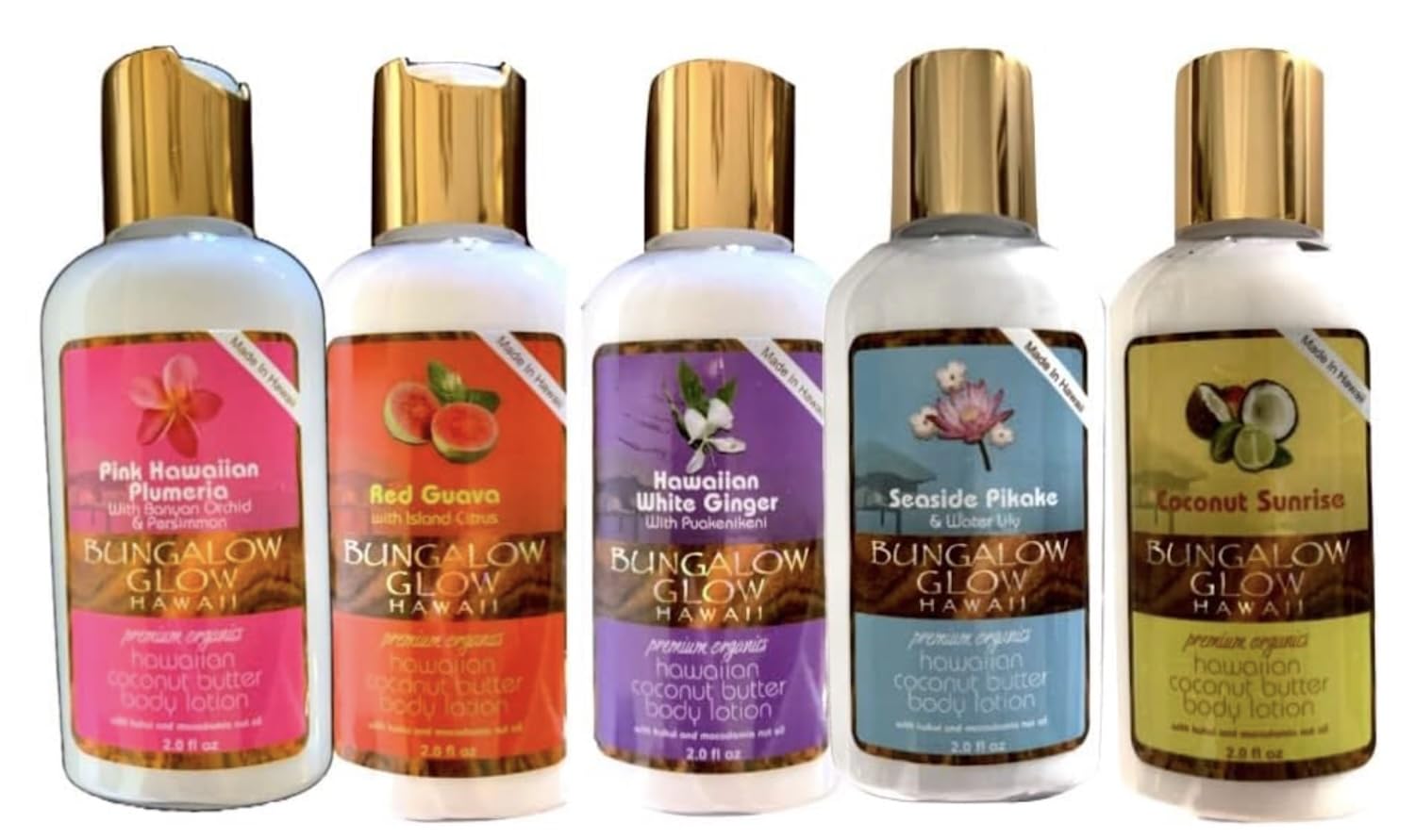 Bungalow Glow Premium Organic Coconut Butter Body Lotion - 5 Pack (2 Oz Each) - Pack of 2 - Hydrating & Nourishing for Dry Skin - Perfect for Daily Moisturizing & Spa Days