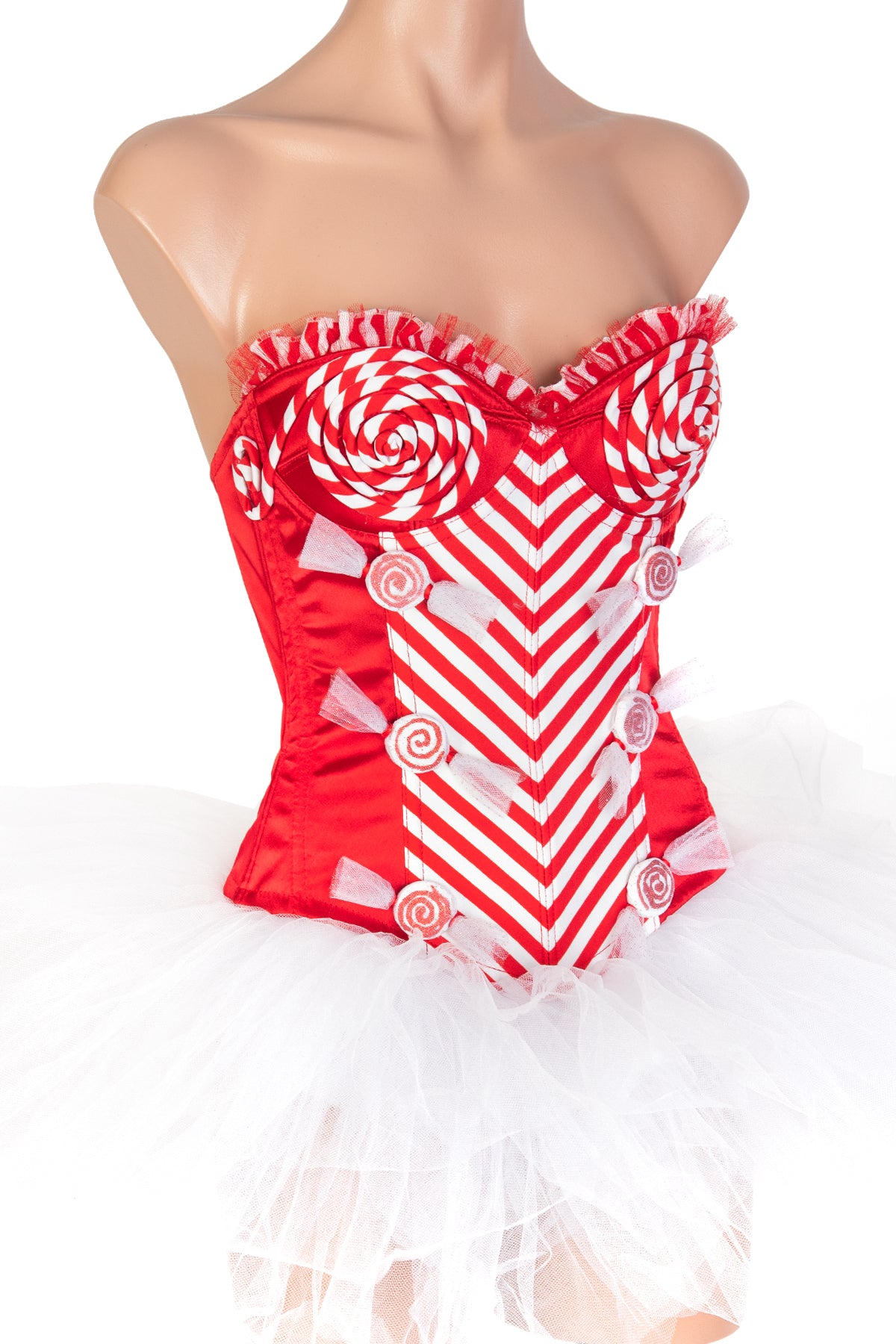 Sexy Candy Cane Corset Top for Women - Christmas Lingerie & Holiday Party Outfit - Perfect for Cosplay, Boudoir Photos and Festive Celebrations