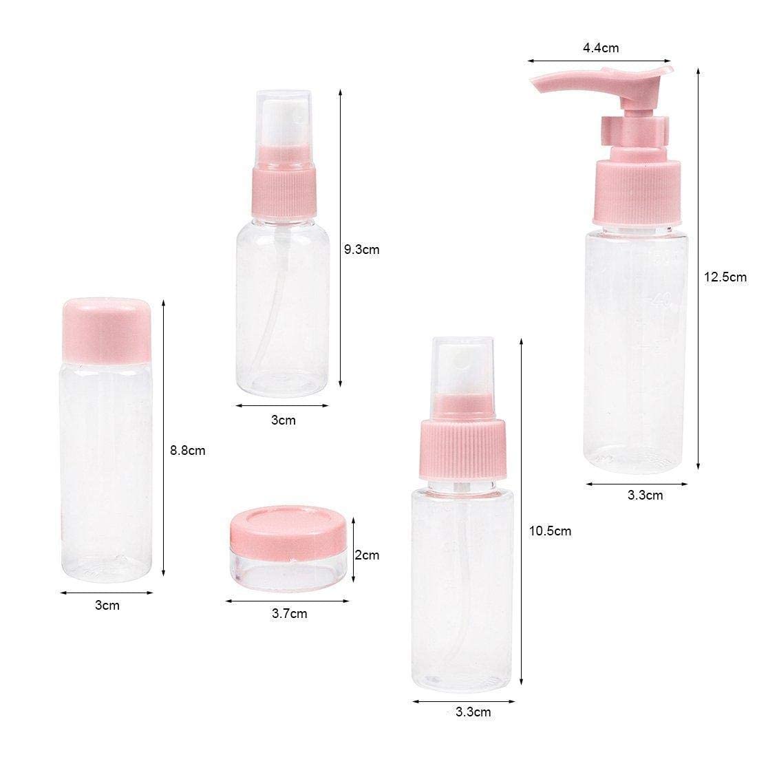 HEDRIX 9-Piece Multi-Purpose Clear Plastic Travel Bottles Set - Refillable Cosmetic Containers for Toiletries, Liquids, Press Spray & Jars (Multi-Color) - Perfect for Air Travel, Gym, Camping & Home Organization
