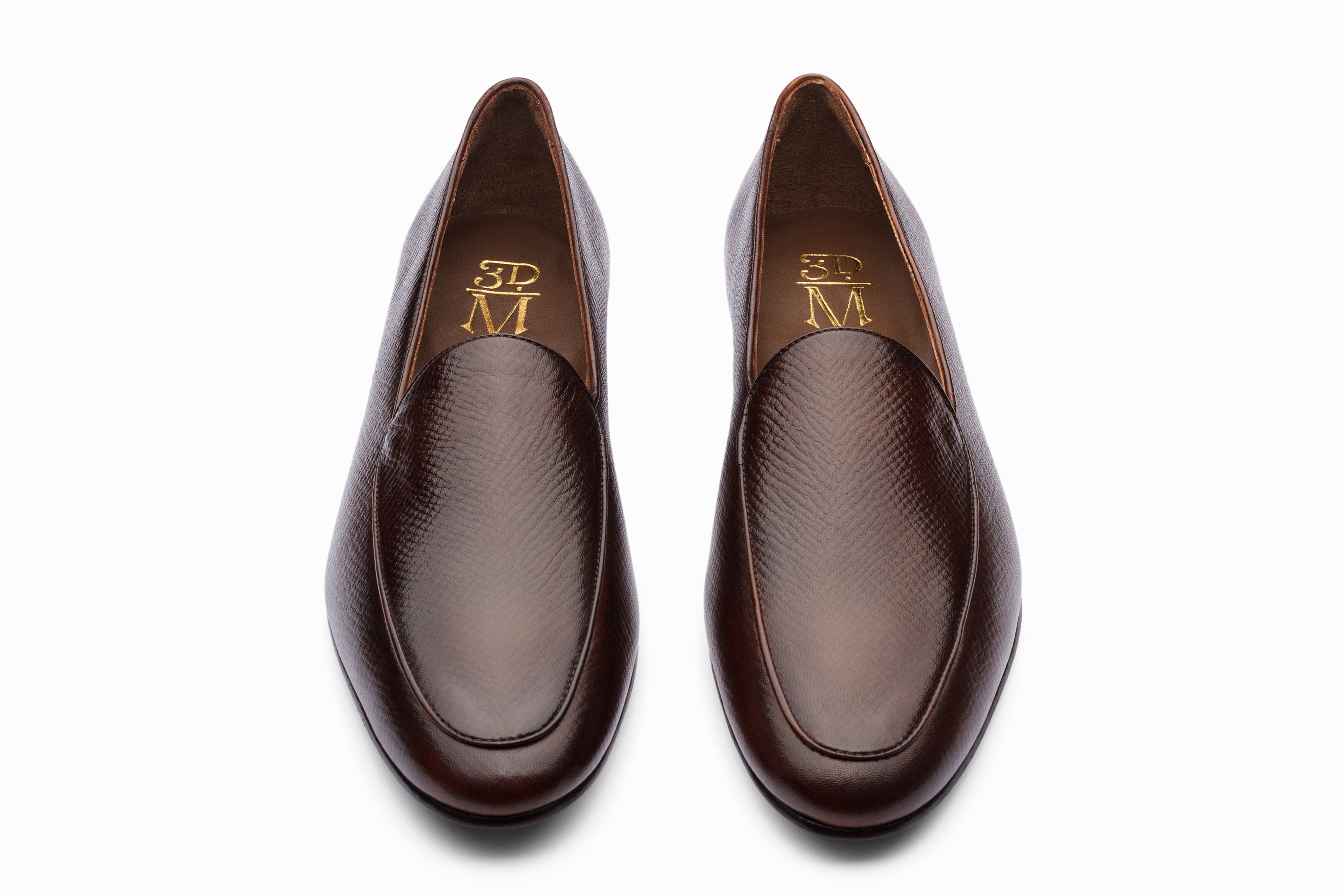 Premium Belgian Loafers for Men - Dark Brown Hatch Grain Leather - Comfortable & Stylish Slip-On Shoes for Business, Office & Casual Wear
