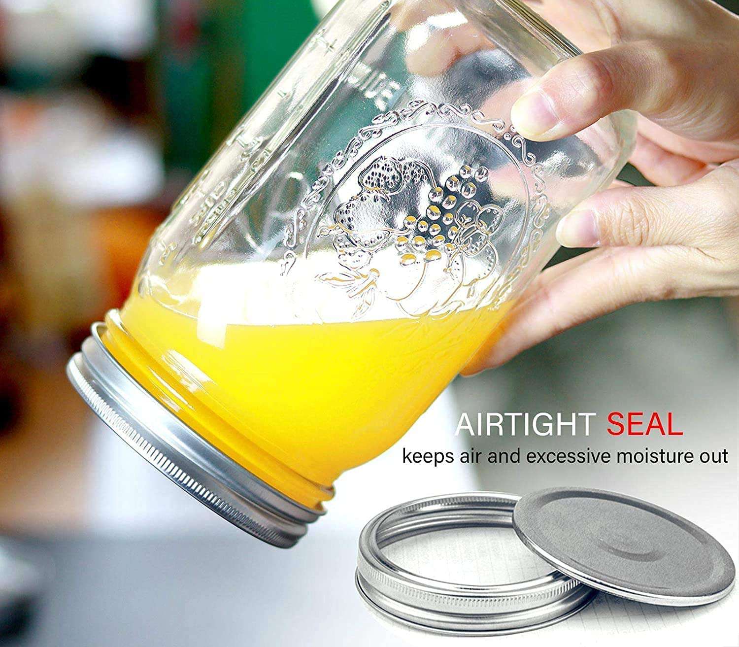 12-Piece 480ml Mason Jars Set - Airtight Glass Canning Jars with Lids & Labels for Spices, Pickling, Jam Storage - Perfect for Home Canning, DIY Gifts & Pantry Organization