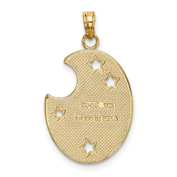 14K Solid Yellow Gold Wish Dream Believe Crescent Moon Stars Pendant Necklace for Women - Perfect for Gifts, Birthdays, Anniversaries & Everyday Elegance