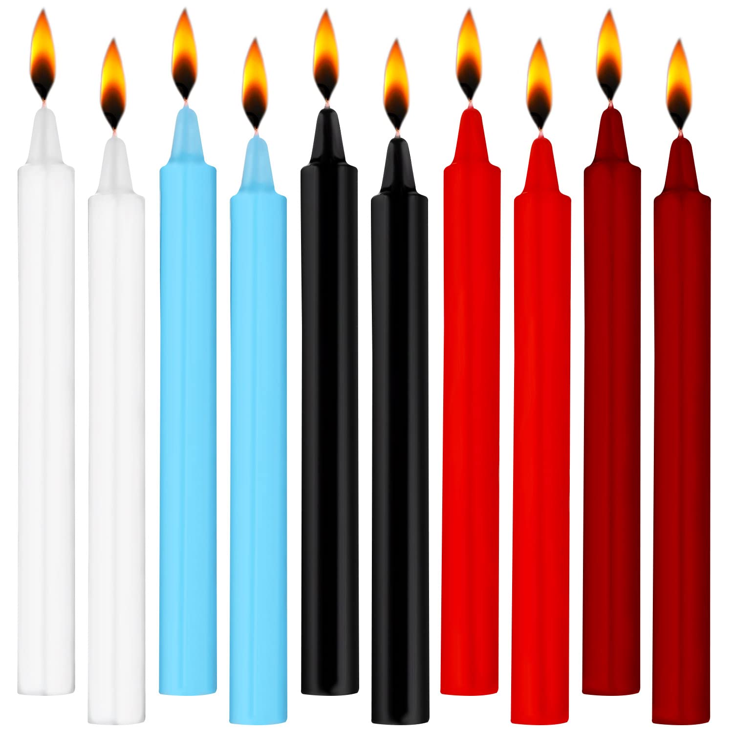 Boao 10-Pack Low Temperature Dripping Candles - Romantic Wax Candles for Wedding, Valentine's Day, Anniversary & Home Decor (Red, White, Blue, Purple, Black) - Perfect for Romantic Dinners, Spa Nights & Candlelit Baths