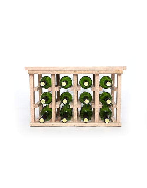12-Bottle Wooden Wine Rack with Tabletop - Space-Saving Wine Storage for Kitchen, Dining Room or Bar Counter