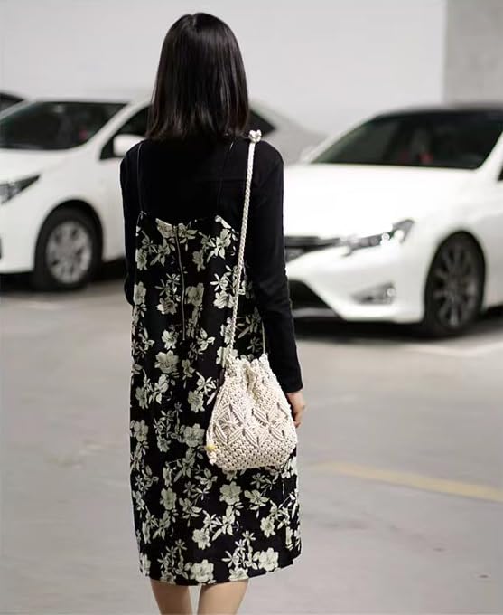 Handmade Crochet Crossbody Bag & Knitted Shoulder Purse for Women - Boho Chic White Cotton Tote - Perfect for Casual Outings, Shopping & Travel Accessories