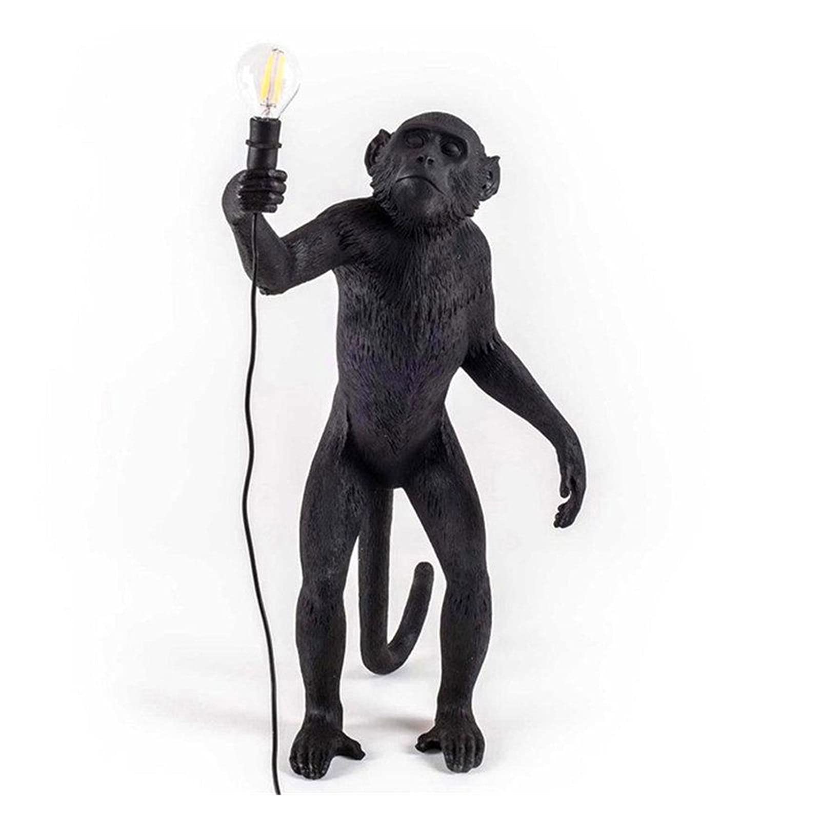 Nordic Retro Resin Monkey LED Floor Lamp - Modern Bedroom & Living Room Lighting with Adjustable Brightness, Perfect for Reading Corner, Bedside, or Home Decor (4 Lampshade Color Options)