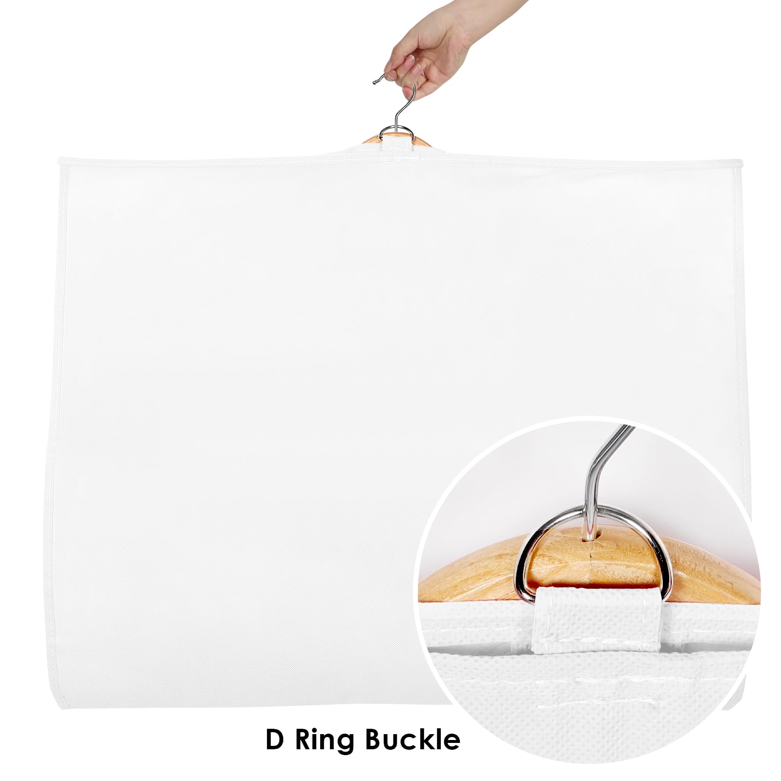 Univivi 40 Inch White Dance Costume Garment Bag with 3 Clear Zipper Pockets - 4 Pack for Kids Dance Costumes, Hanging Clothes Storage, Perfect for Dance Recitals, Competitions, and Performances