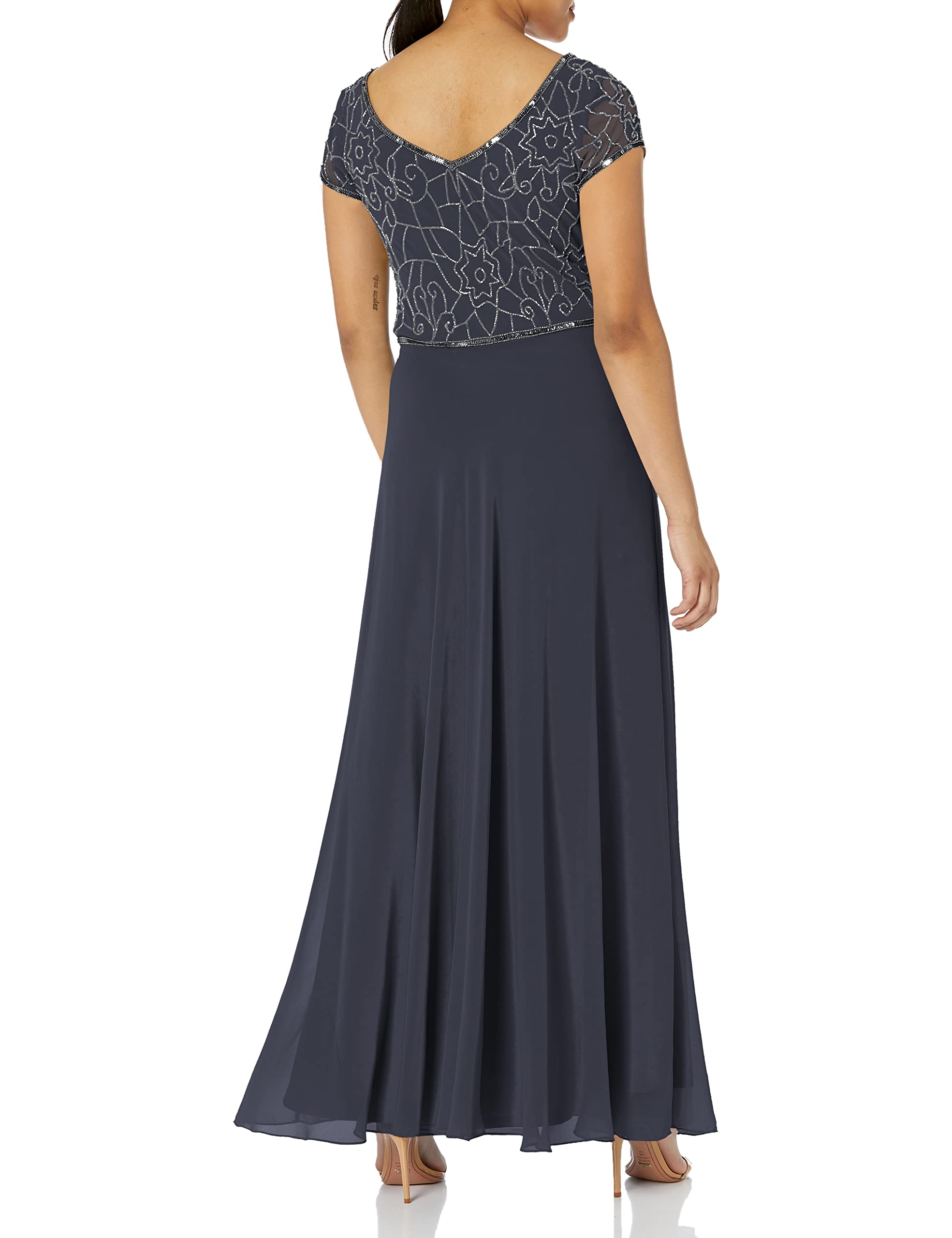 J Kara Women's Elegant V-Neck Beaded Party Dress - Perfect for Evening Events, Weddings & Special Occasions