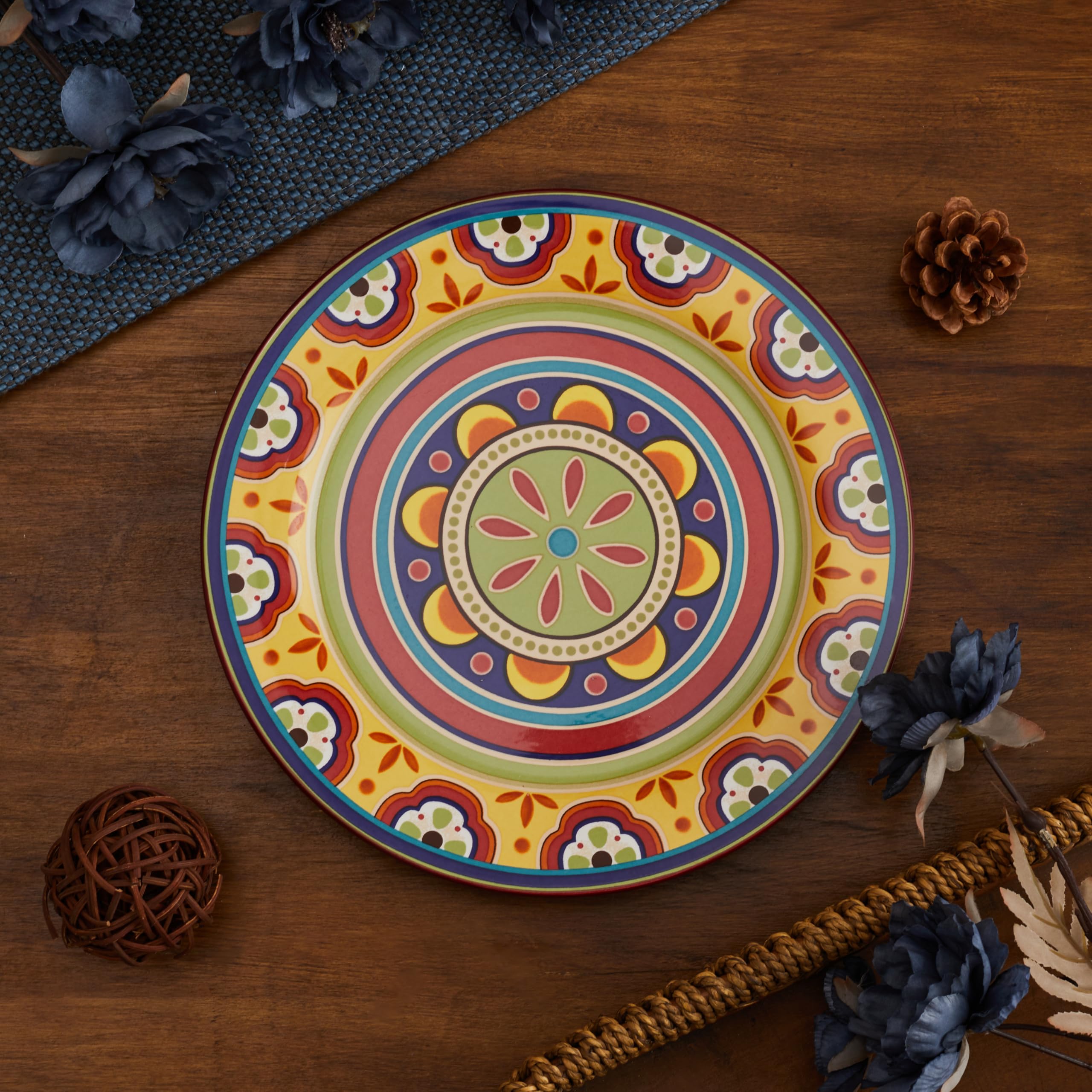 Bico Tunisian Ceramic Dinner Plates Set of 4 - 11 Inch Microwave & Dishwasher Safe Plates for Pasta, Salad, Main Course - Perfect for Family Dinners, Restaurants & Entertaining Guests