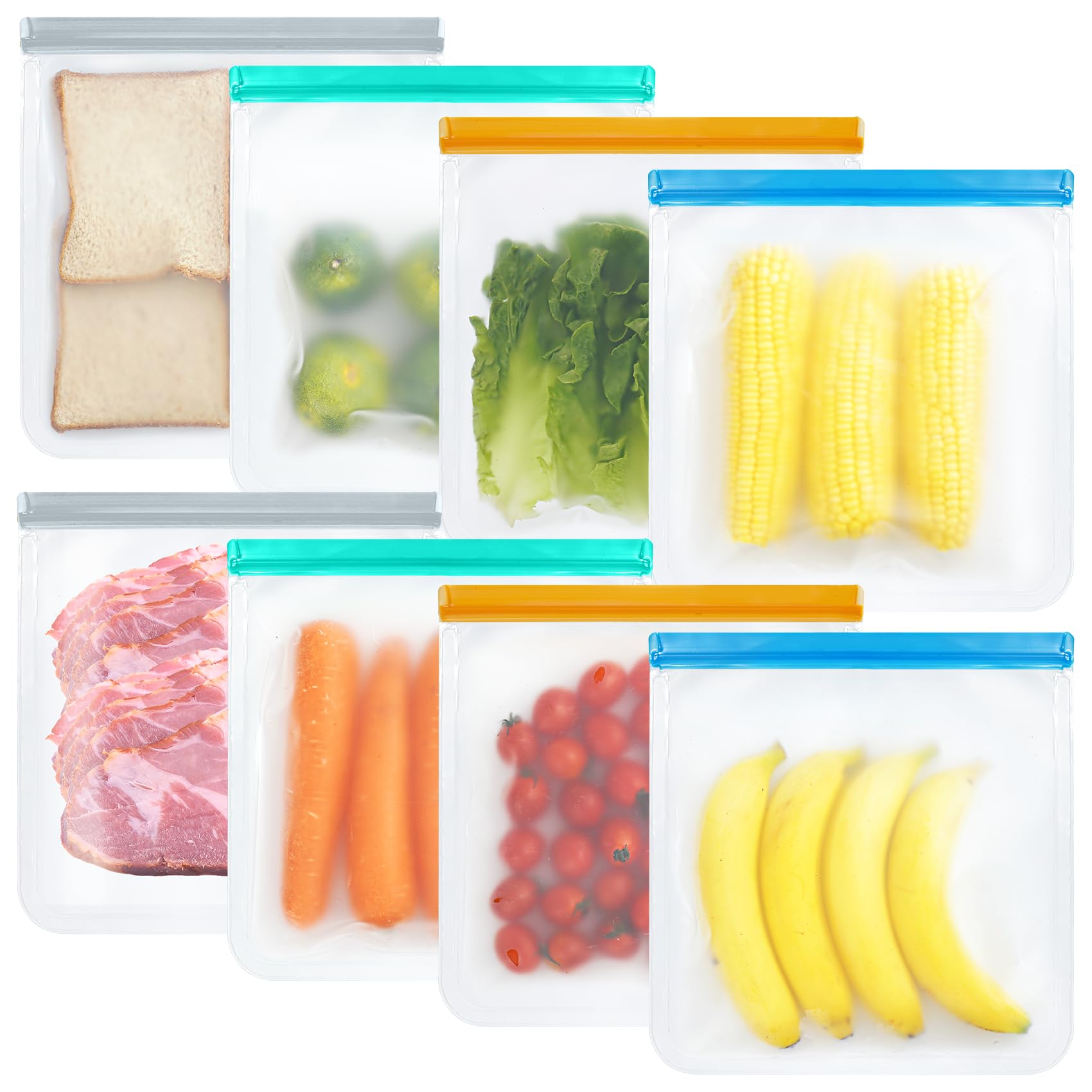 12 Pack Reusable Freezer Bags - Large BPA-Free Silicone Food Storage Bags | Leakproof Sandwich & Snack Bags | Extra-Thick for Marinating Meats, Storing Fruits, Veggies & Makeup | Perfect for Meal Prep, Picnics & Travel
