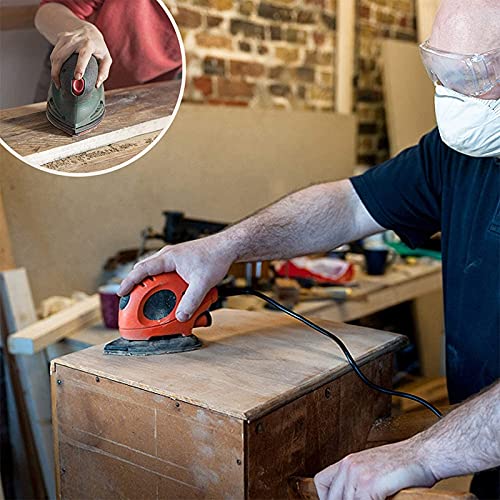 30Pcs 400 Grit Hook & Loop Sandpaper for Mouse Sander - 5 Hole Design, Red Detail Sander Pads - Perfect for Woodworking, Furniture Refinishing & DIY Projects