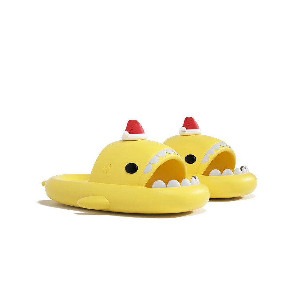 Santa Shark Slides for Men Women - Comfortable Holiday Themed Slippers for Christmas Parties, Beach Wear & Casual Home Use