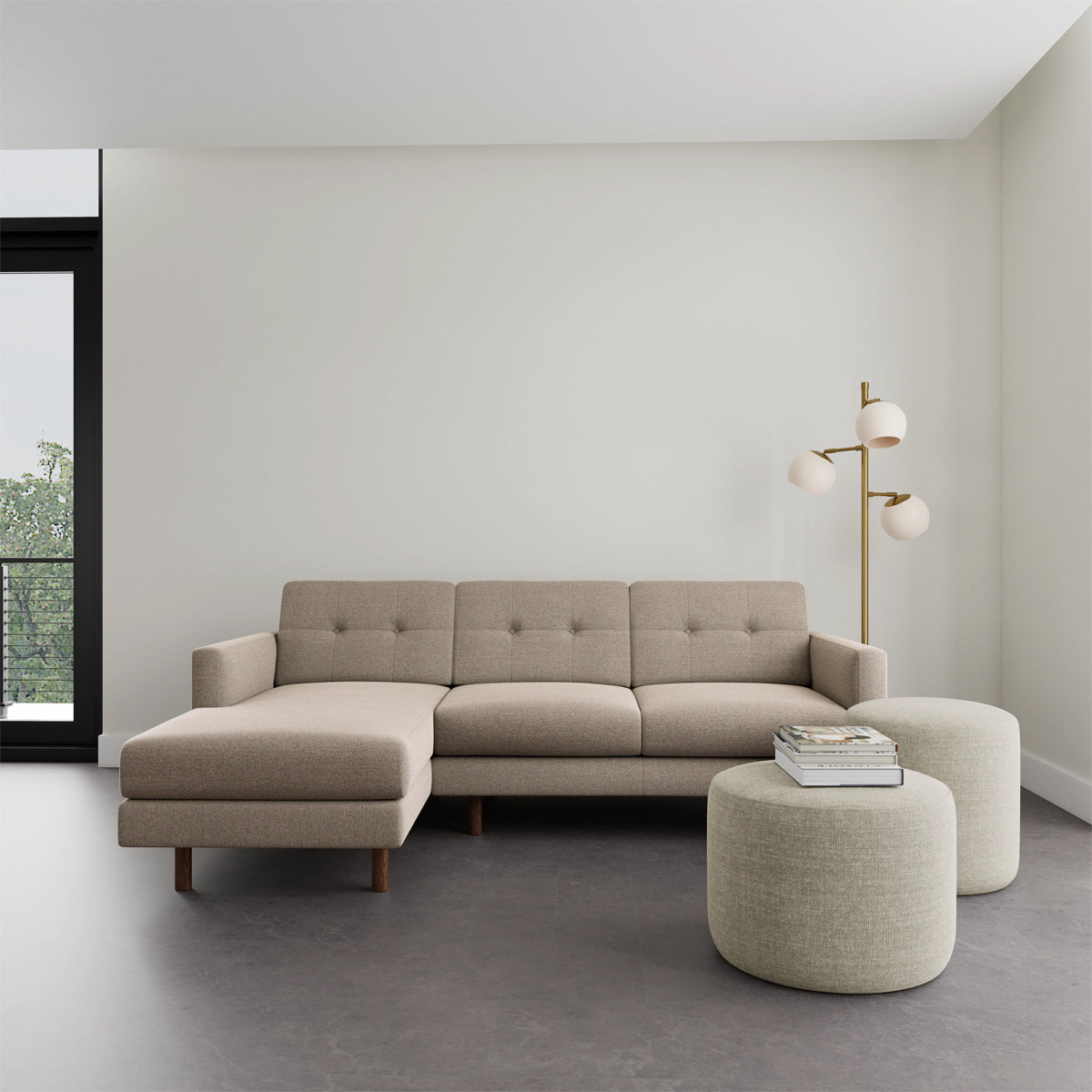 Conrad Fabric Left Chaise Sofa - Modern L-Shaped Sectional Couch with Reversible Chaise Lounge for Living Room, Apartment & Home Theater Comfortable Seating