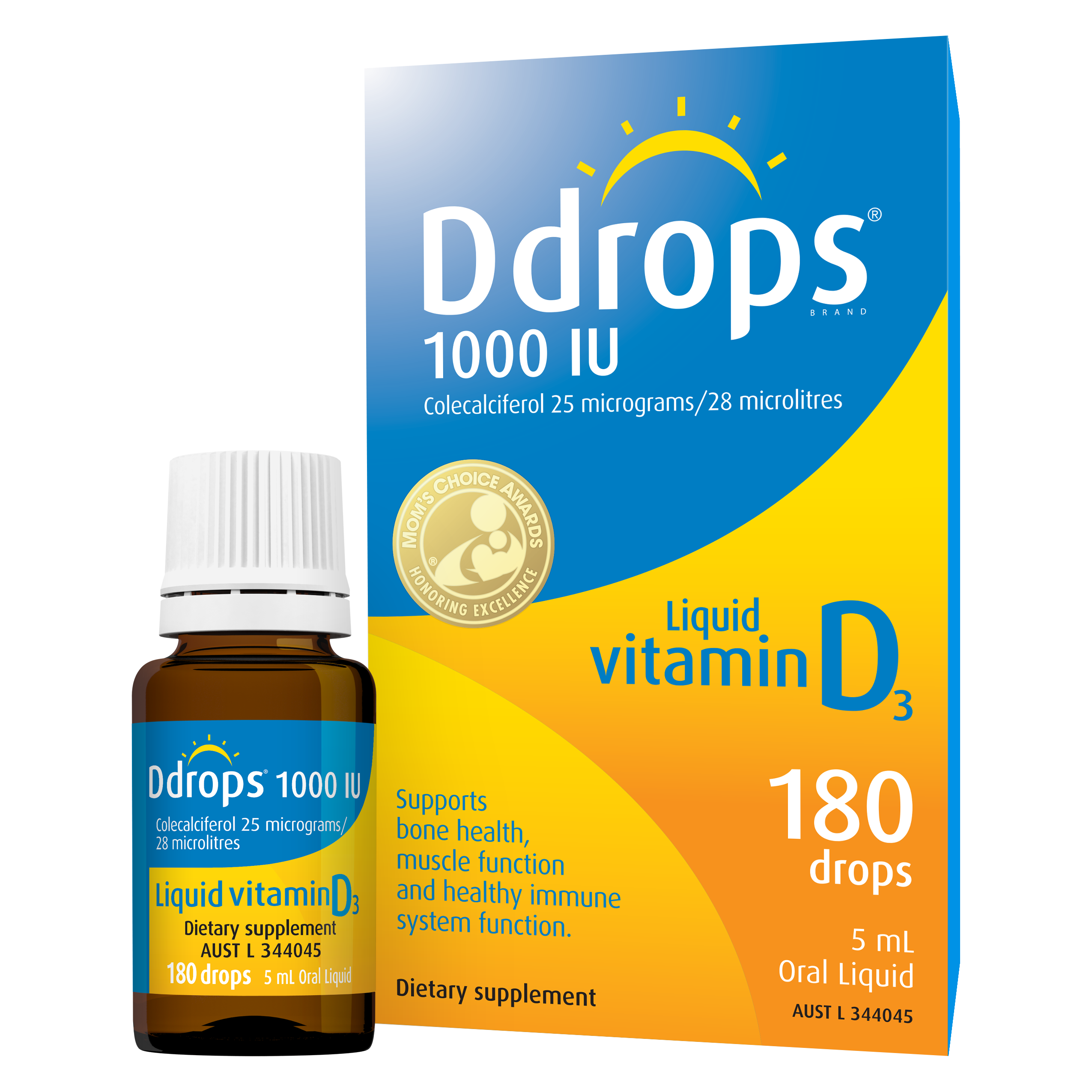 Ddrops Liquid Vitamin D3 1000IU - Premium Vitamin D Supplement for Immune Support & Bone Health - Ideal for Adults & Kids - Supports Daily Wellness & Energy Boost