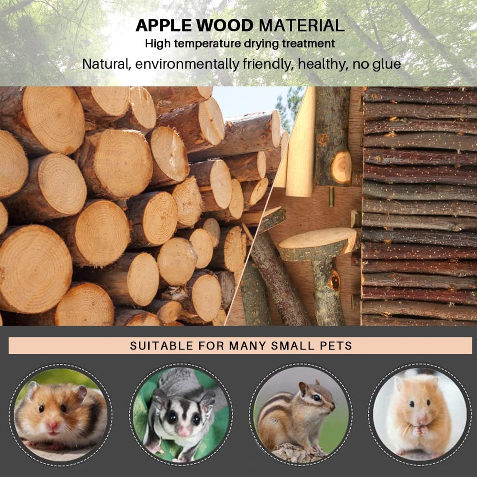 HOSUKKO 3-Tier Extra Large Hamster Climbing Toys - Natural Wooden Small Animal Playground with Bridge for Dwarf Hamsters, Mice & Gerbils - Perfect for Exercise, Exploration & Cage Enrichment (Great Gift for Pet Lovers)