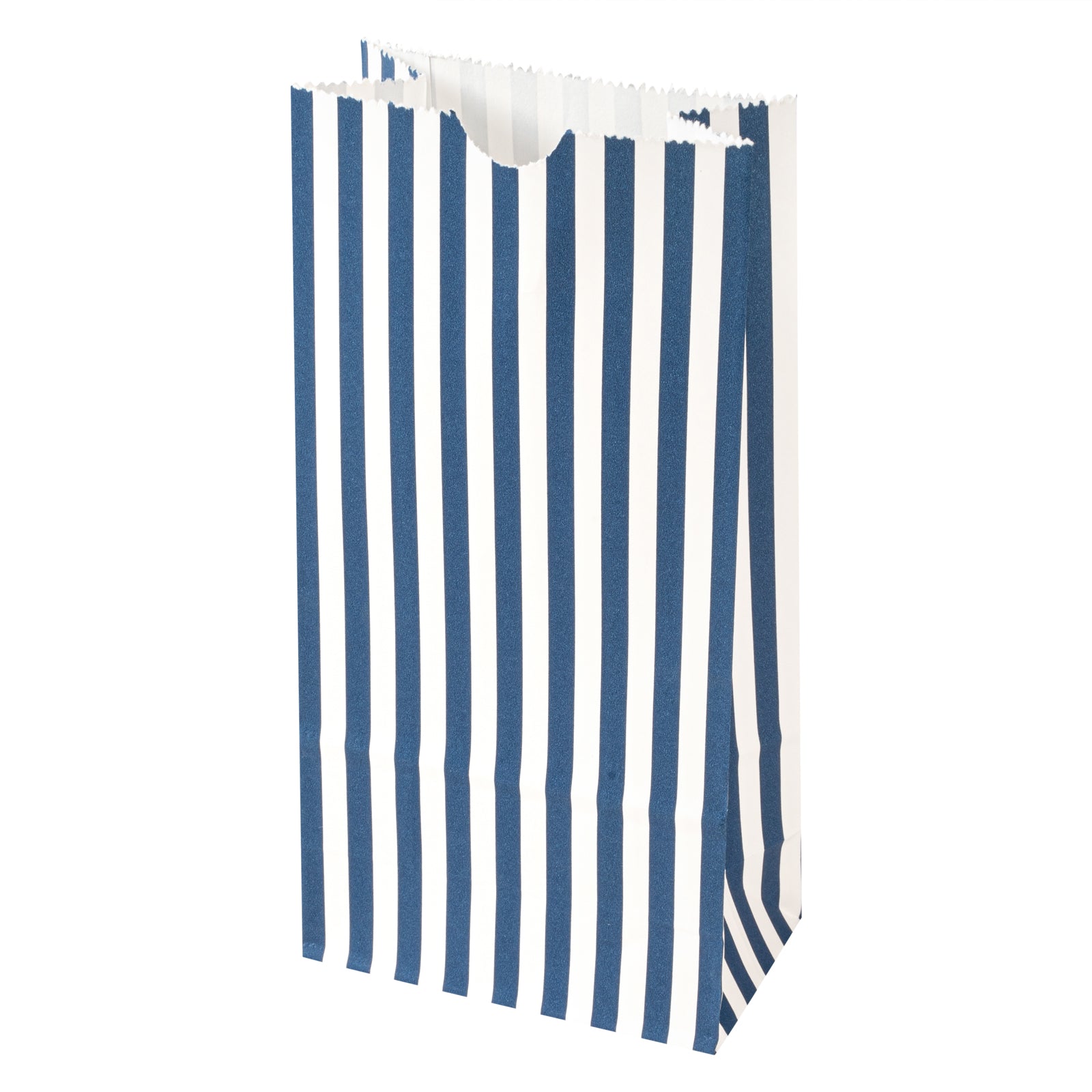 Premium Blue and White Striped Paper Bags - 2 lb Capacity, 4.25