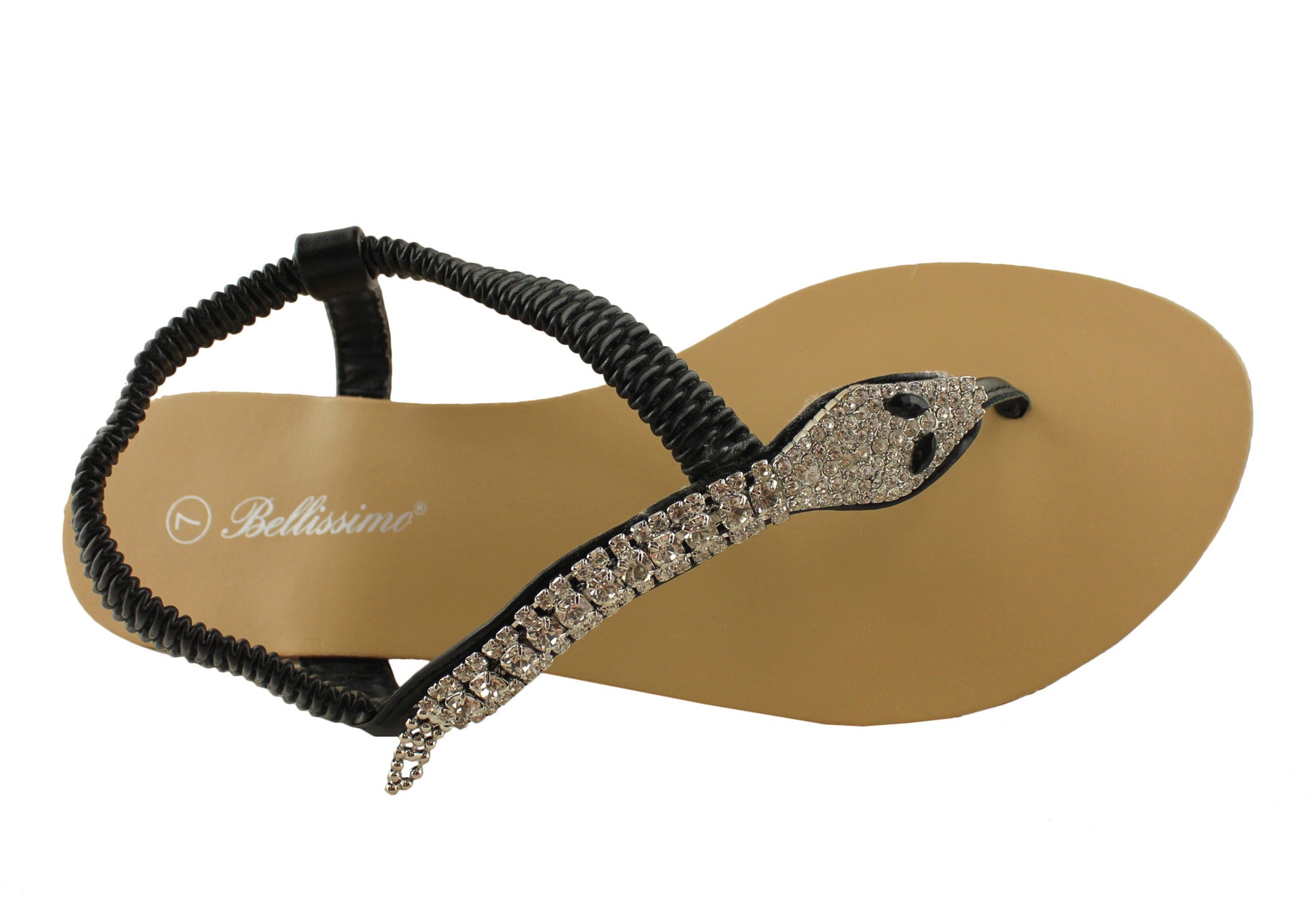 Bellissimo Women's Snake Print Summer Sandals with Diamante Accents - Perfect for Beach, Vacation, and Casual Outings
