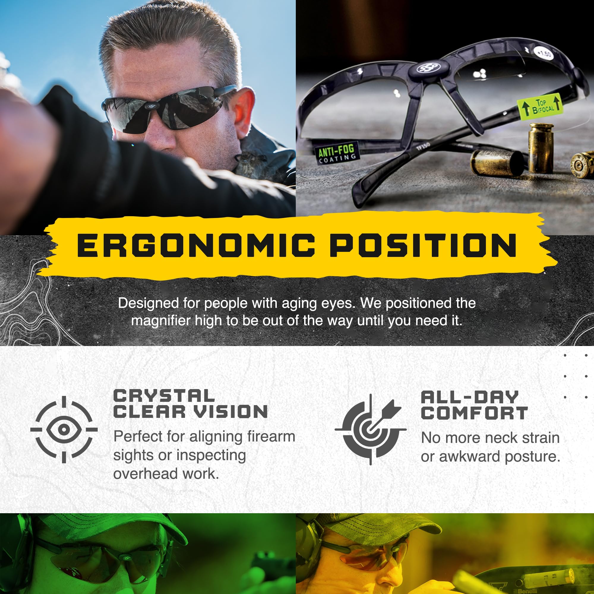 SSP Eyewear Ultra Tactical Safety Shooting Glasses - HD Anti-Fog Lenses with A-Eye NVR Technology | Perfect for Hunting, Range Shooting & Outdoor Sports