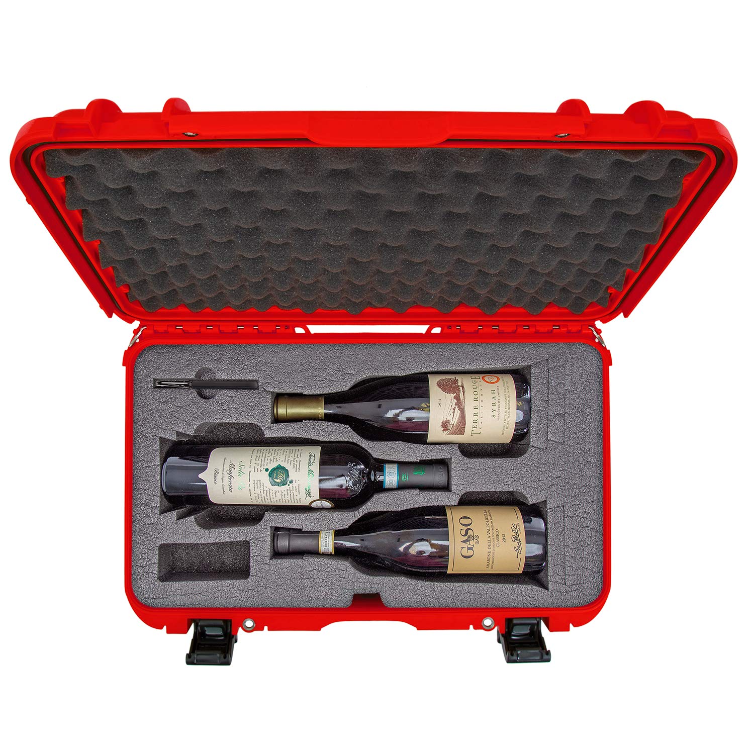 Nanuk 935 TSA Approved Wine Travel Case - Protective Carry-On for 3 Bottles with Wheels & Extendable Handle (Red) | Perfect for Air Travel, Gifts & Wine Transport