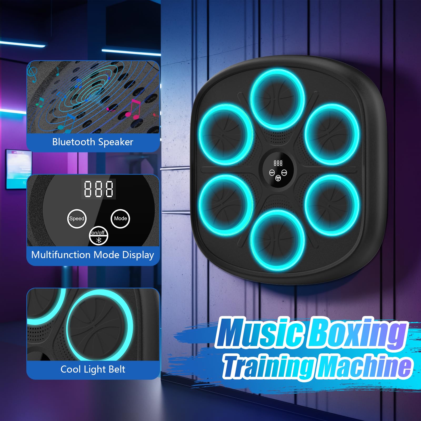 2025 Upgraded Music Boxing Machine - Large Wall Mounted Punching Bag with Gloves for Adults & Kids - 9 Training Modes & 9 Speed Levels - Perfect for Home Gym, Boxing Training, and Fitness Workouts