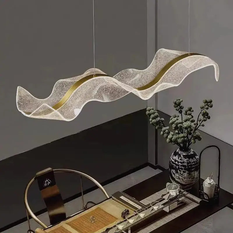 Modern Ocean Wave Pendant Chandelier - Stylish Ceiling Light Fixture for Kitchen Island, Dining Room, or Living Room Decor - Water-Inspired Design for Coastal & Nautical Theme Home Lighting