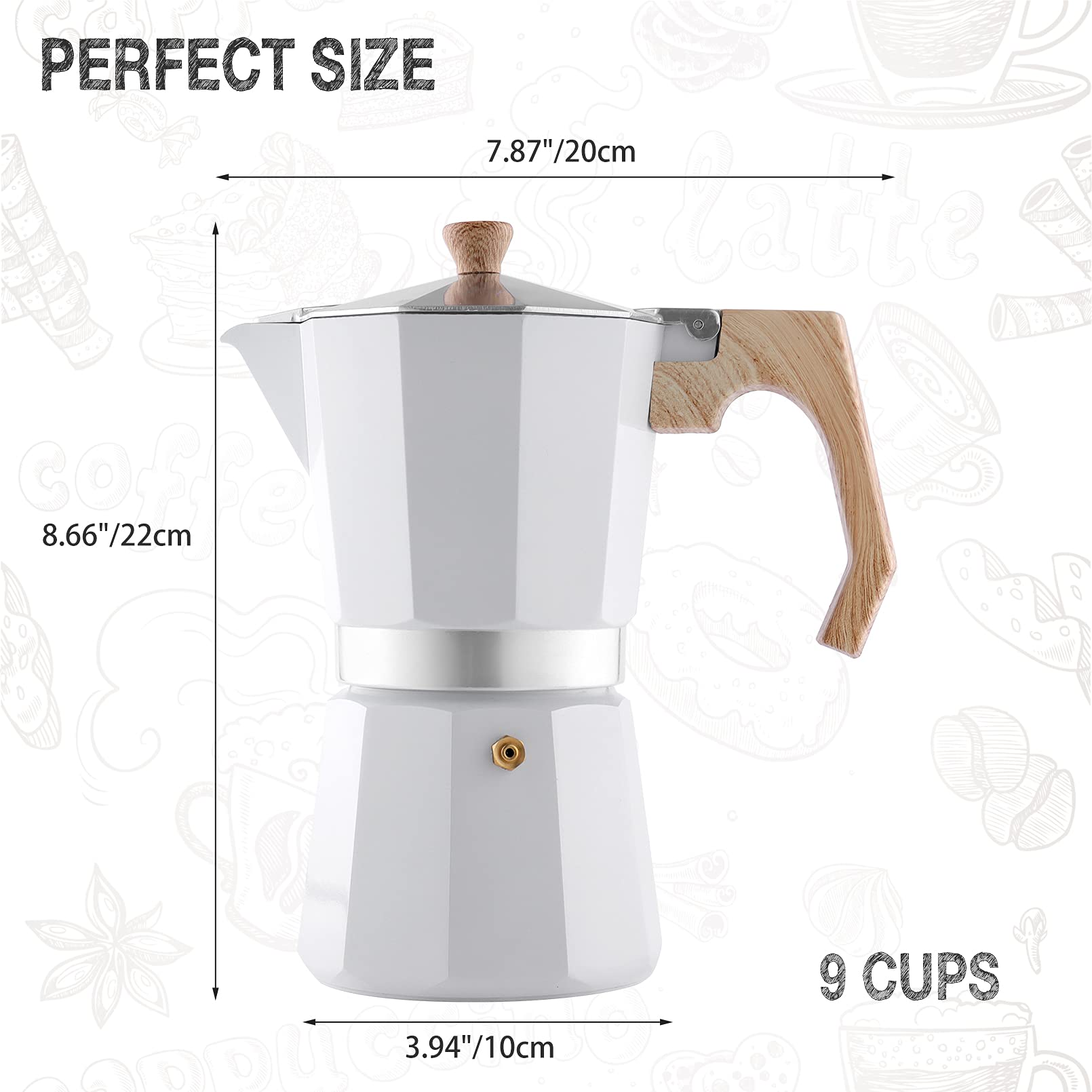 Wedrink Stovetop Espresso Maker - 9 Cup Aluminum Moka Pot (15.2oz) for Cuban & Italian Coffee | Stovetop Coffee Brewer for Home, Camping & Gifts | Perfect for Espresso Lovers & Coffee Enthusiasts