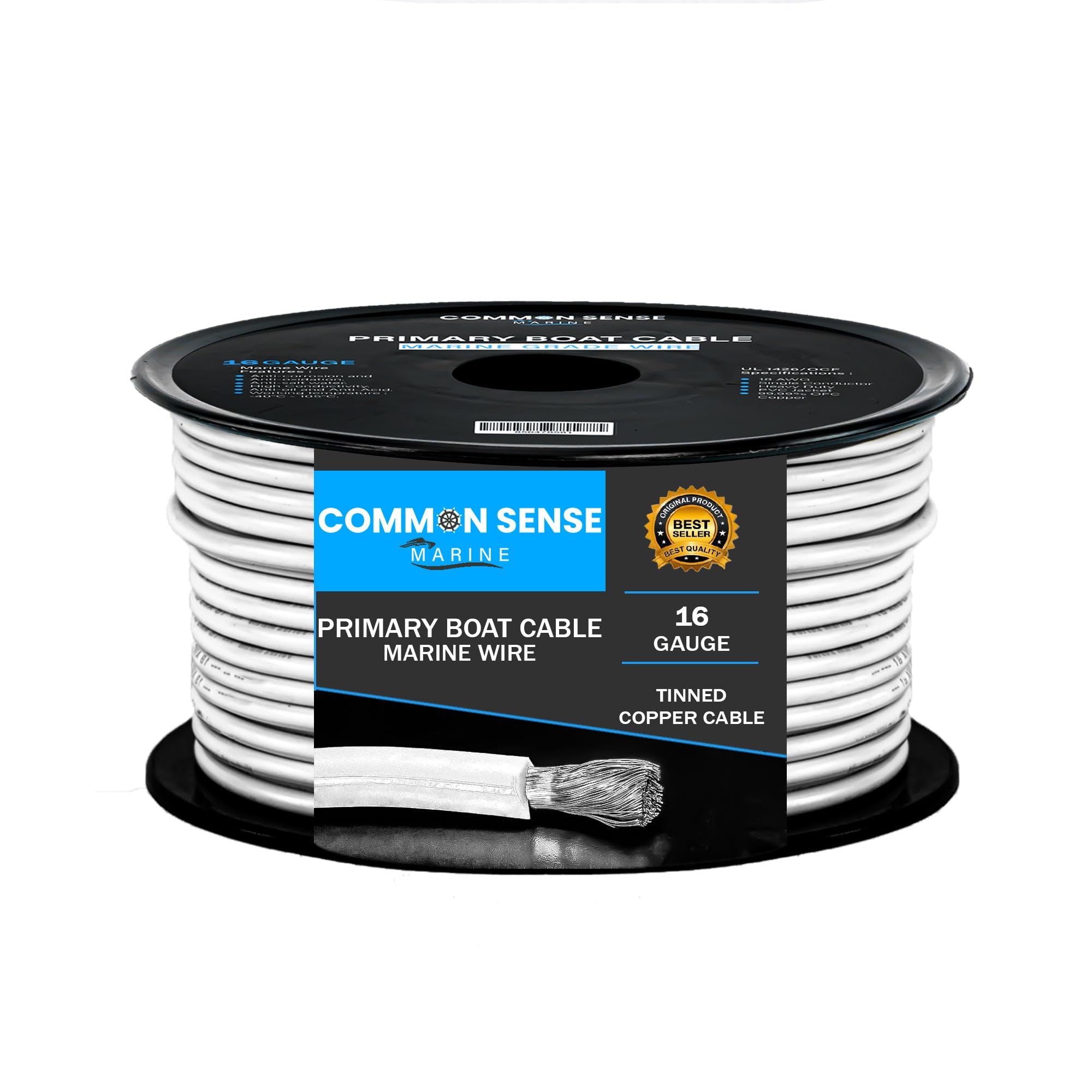 16 Gauge Marine Grade Wire - 500 ft Tinned Oxygen-Free Copper Boat Cable (16 AWG UL 1426) for Boats, Automotive, RV, Speakers & Trailers - Waterproof & Corrosion Resistant PVC Insulation for Harsh Marine Environments